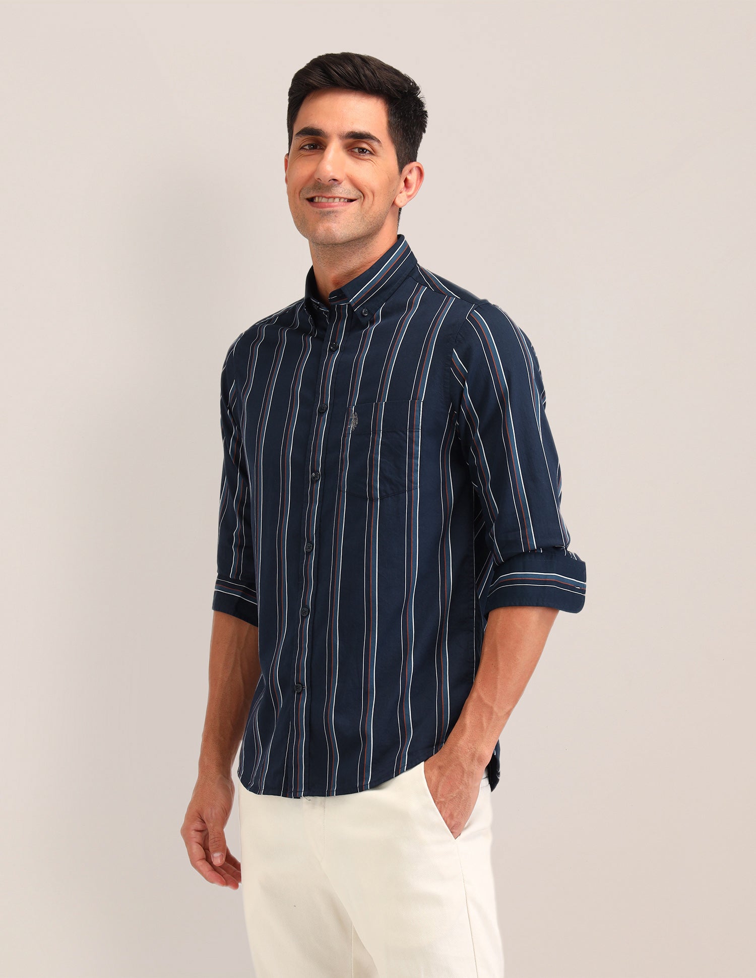 Vertical Striped Regular Fit Shirt Navy - U.S. Polo Assn. India | Large