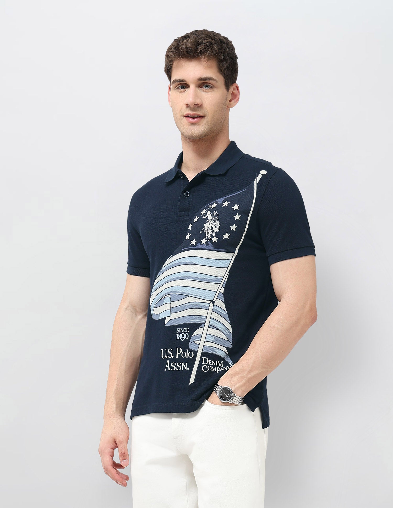 Graphic Printed Regular Fit Polo Shirt Navy - U.S. POLO ASSN. | Large