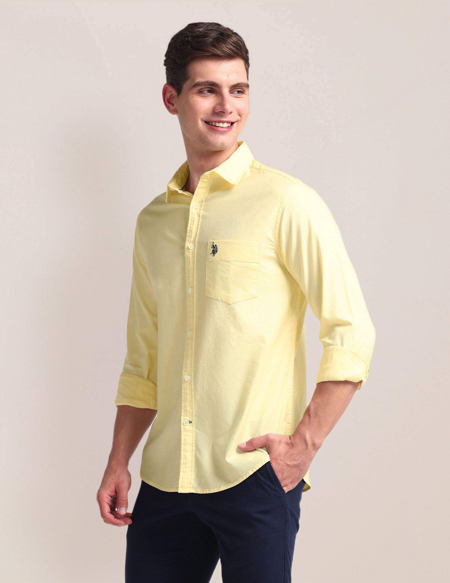 Solid Dobby Shirt Yellow - U.S. Polo Assn. India | Large