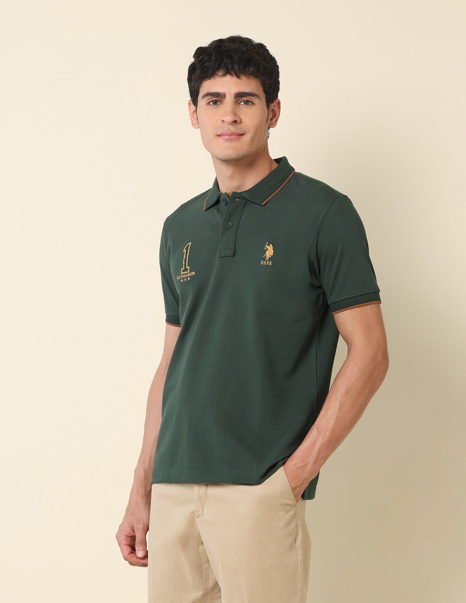 Iconic Number Gold Cup Polo Shirt Green - U.S. Polo Assn. India | Large