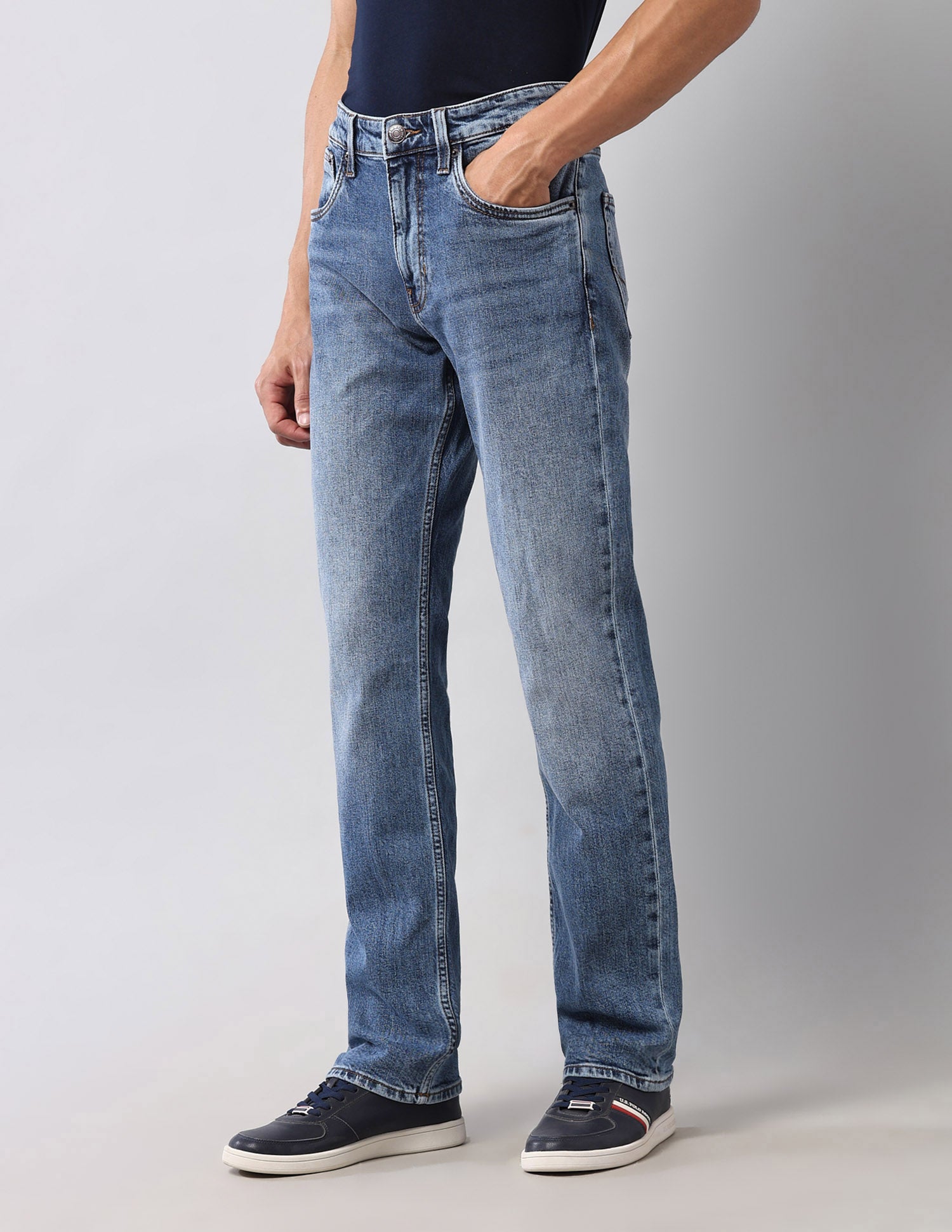 Harold Slim Straight Fit Blue Vintage Jeans Dark Wash - U.S. Polo Assn. India | Large