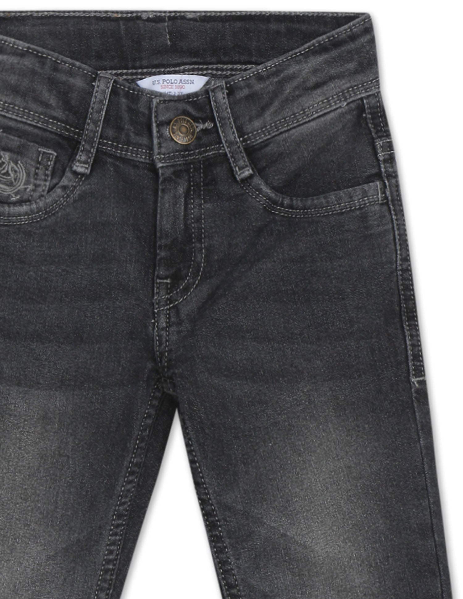 Boys Dark Grey Slim Fit Stone Wash Jeans Dark Grey - U.S. POLO ASSN. | Large