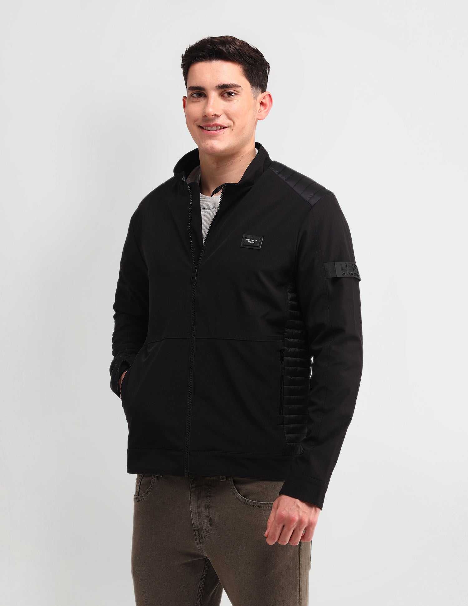 Colour Blocked Regular Fit Jacket Black - U.S. POLO ASSN. | Large