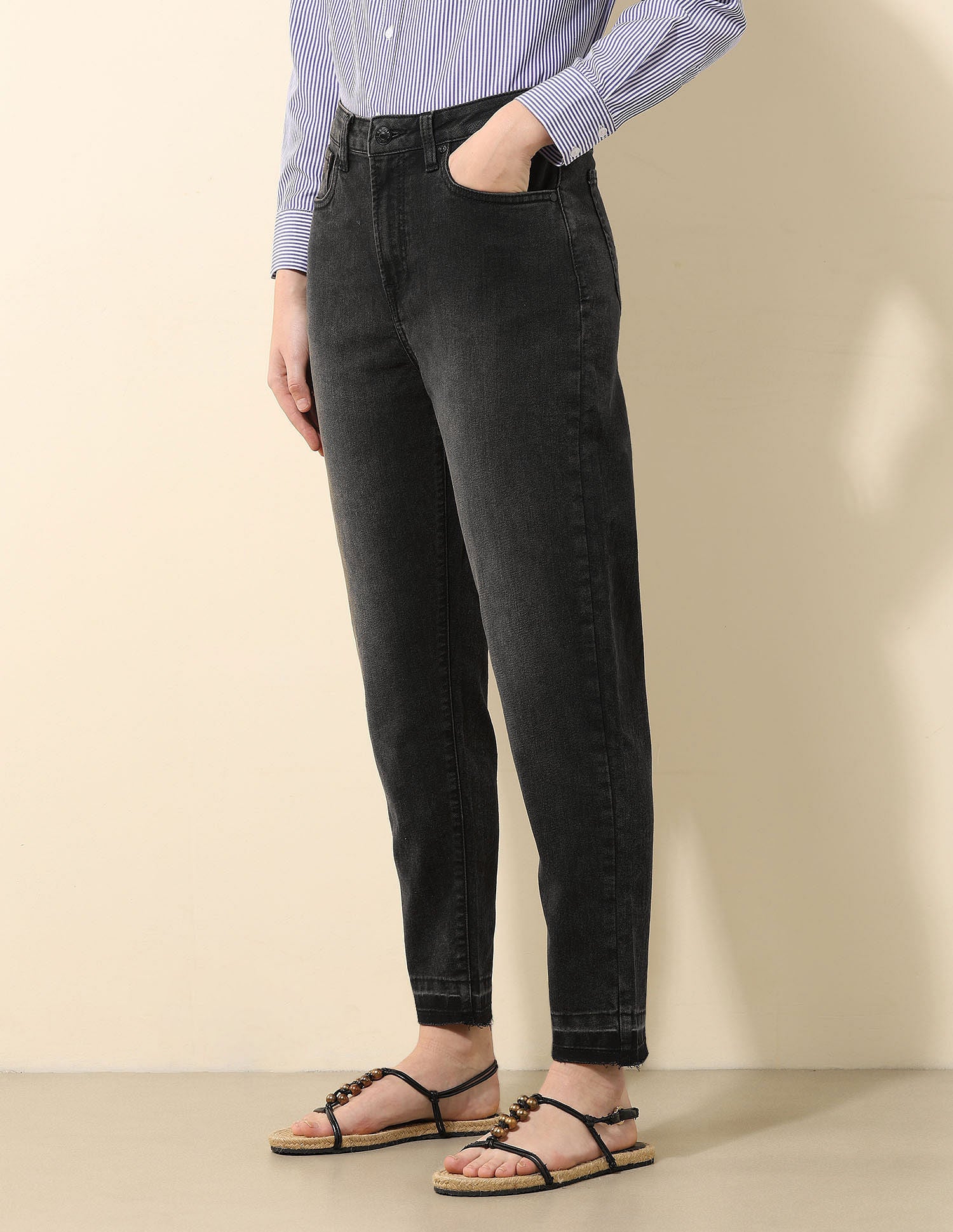 High Rise Mom Fit Jeans Dark Grey - U.S. POLO ASSN. | Large