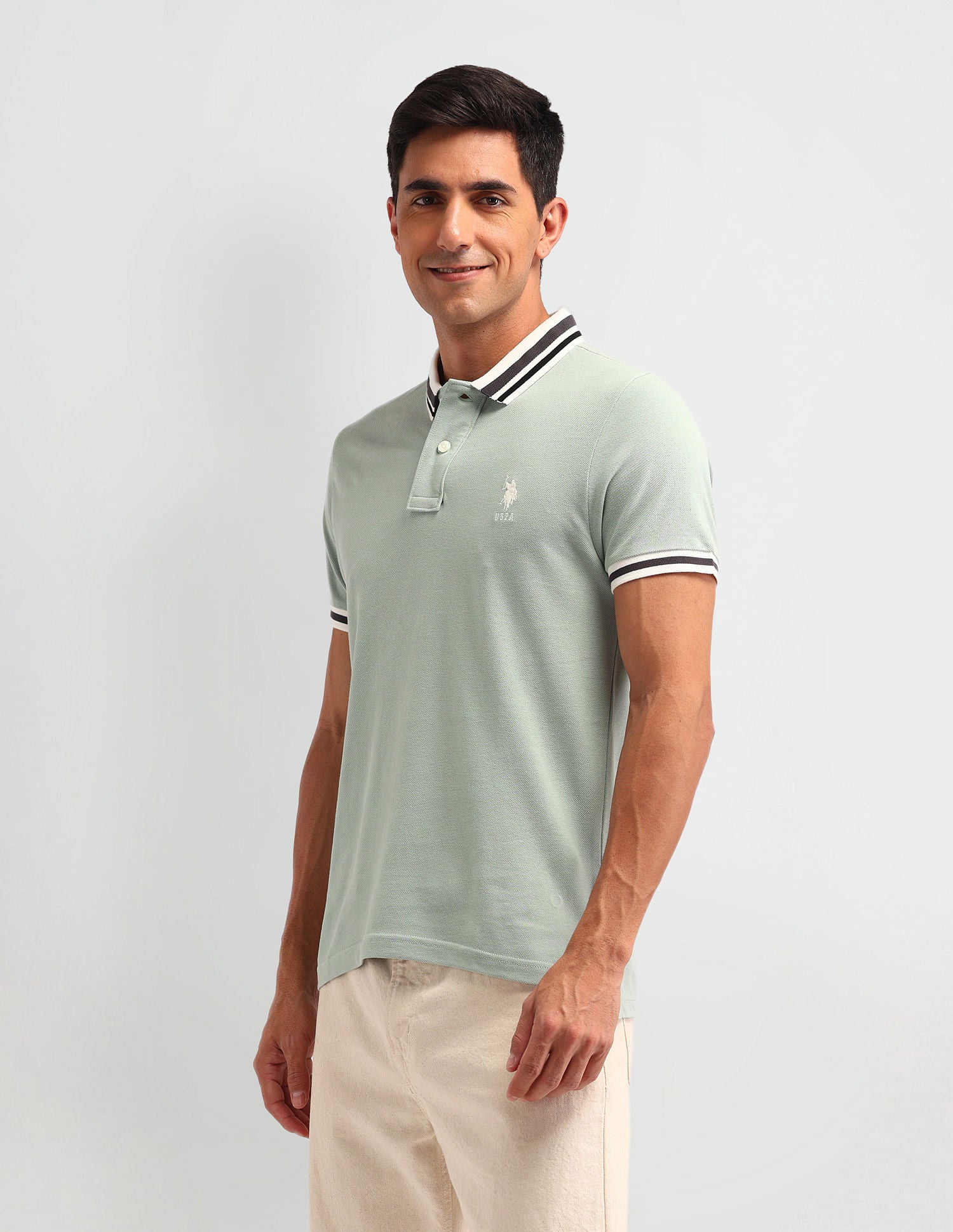 Outdoor Muscle Fit Solid Polo Shirt Mint - U.S. POLO ASSN. | Large