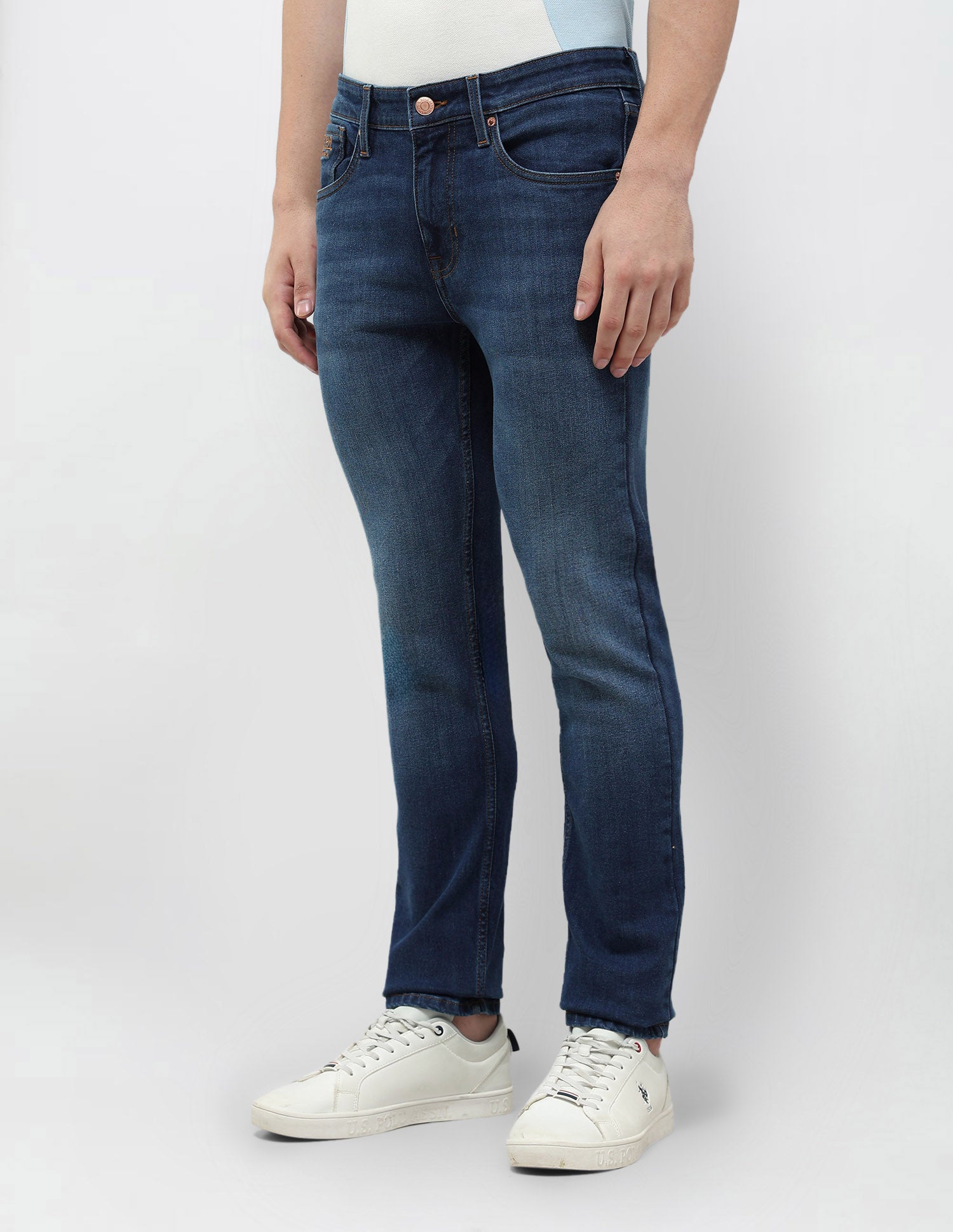 Regallo Skinny Fit Mid Rise Jeans Med Blue - U.S. POLO ASSN. | Large