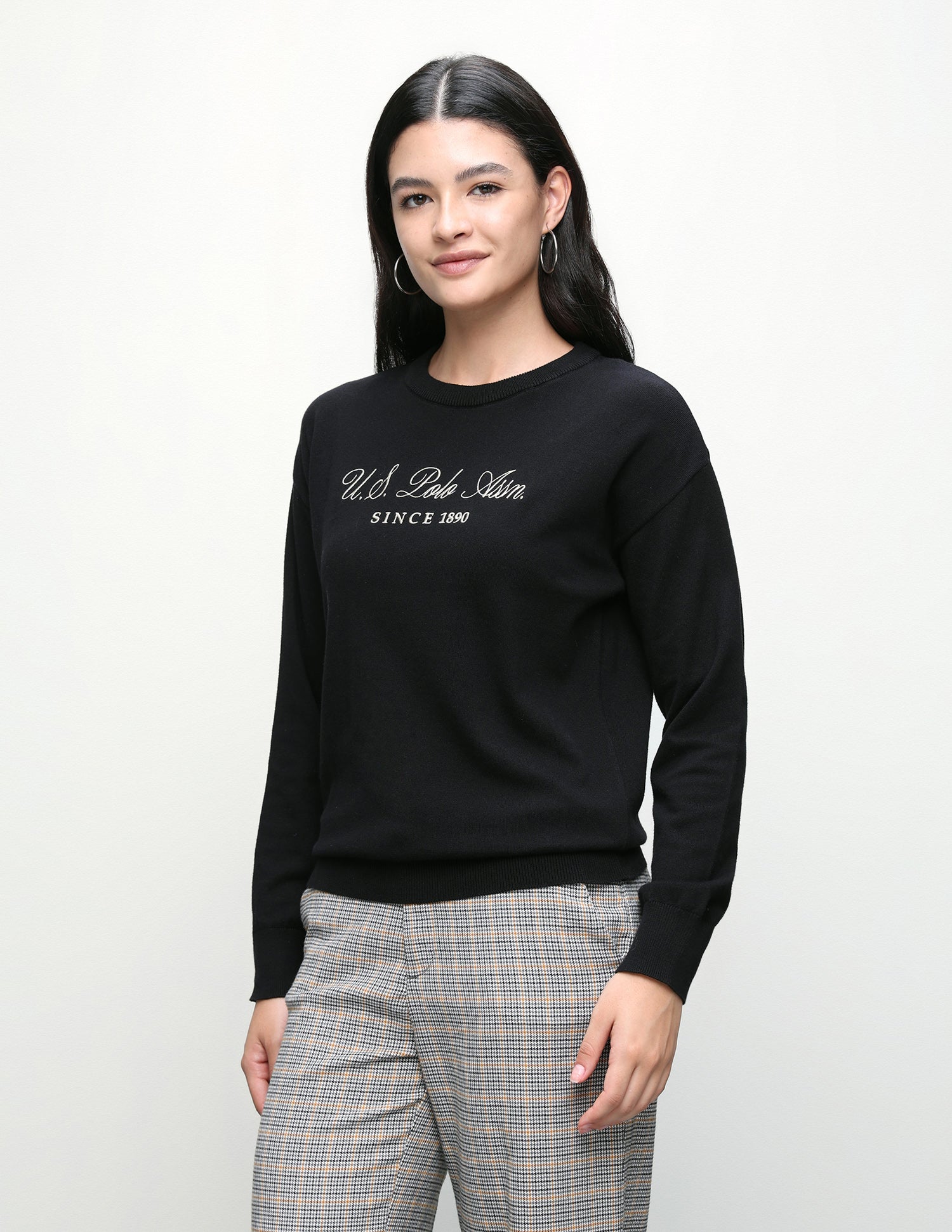Brand Embroidered Regular Fit Sweater Black - U.S. Polo Assn. India | Large