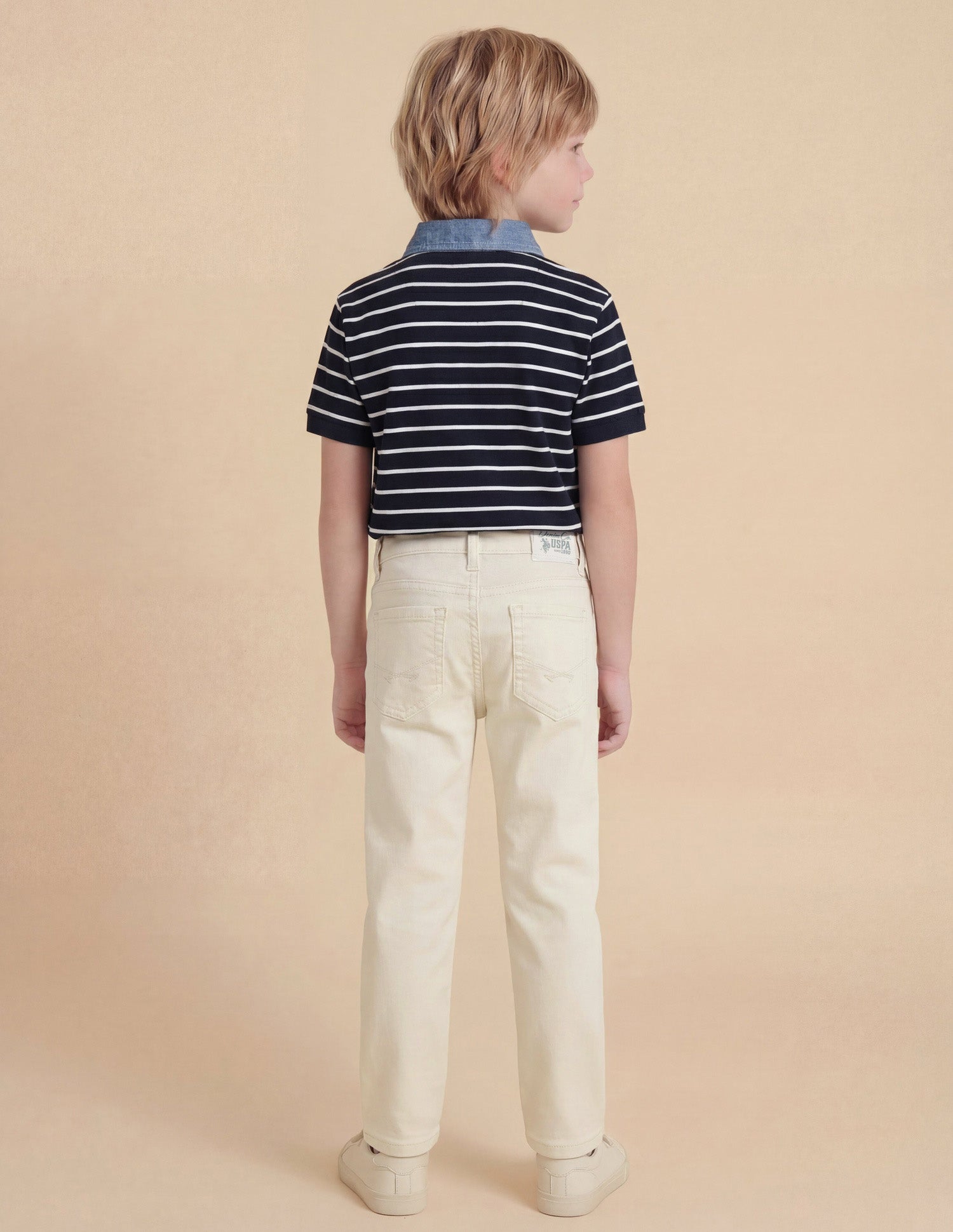 Boys Slim Fit Mid Rise Jeans Off White - U.S. Polo Assn. India | Large