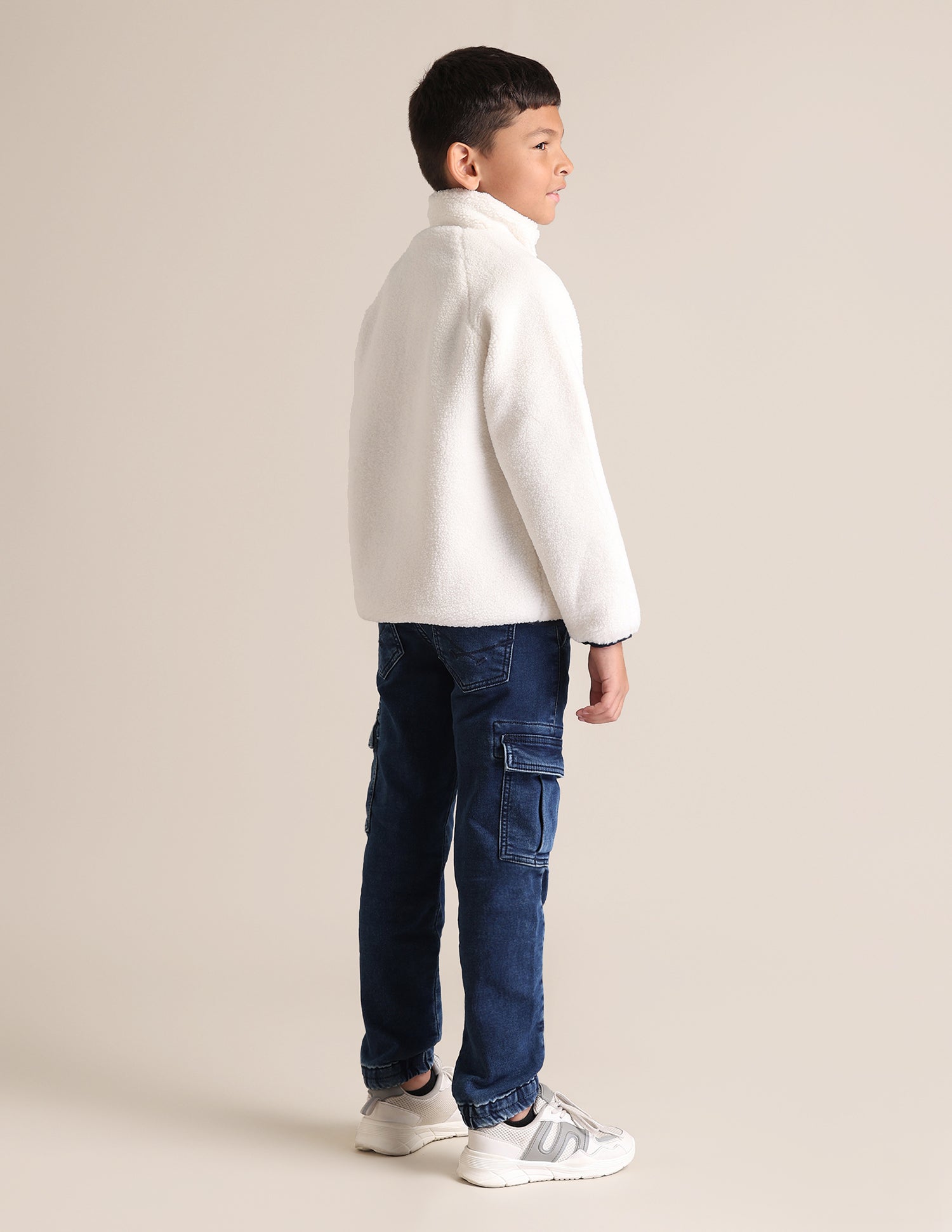 Boys Solid Mock Collar Jacket Beige - U.S. POLO ASSN. | Large