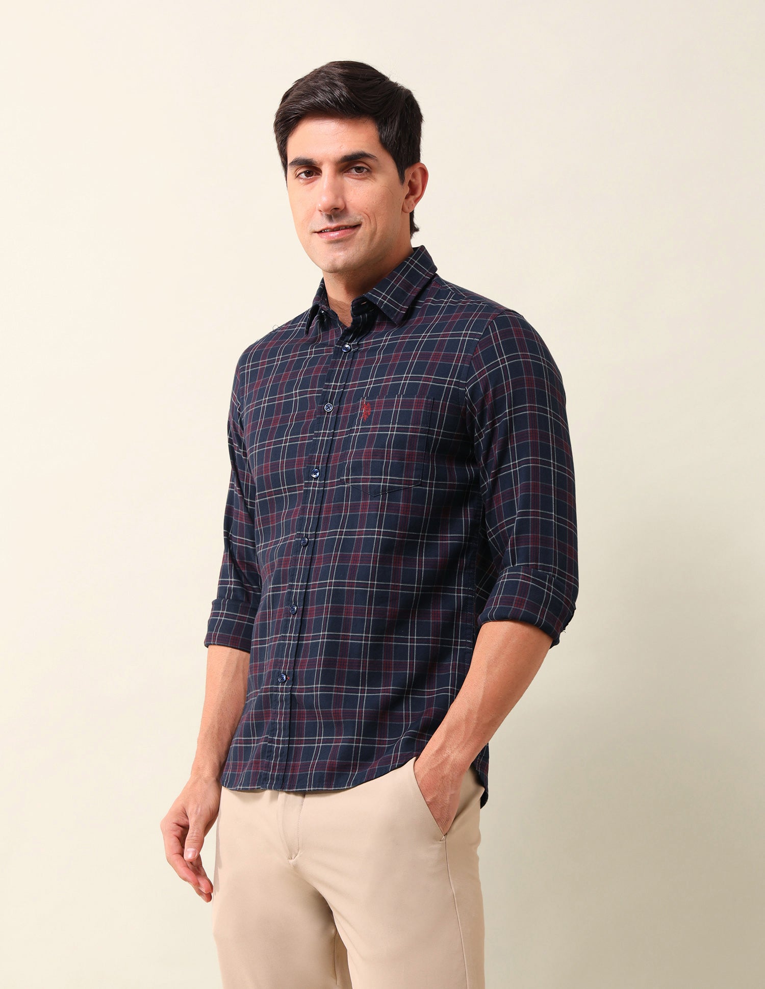 Grid Tattersall Checked Regular Shirt Navy - U.S. POLO ASSN. | Large