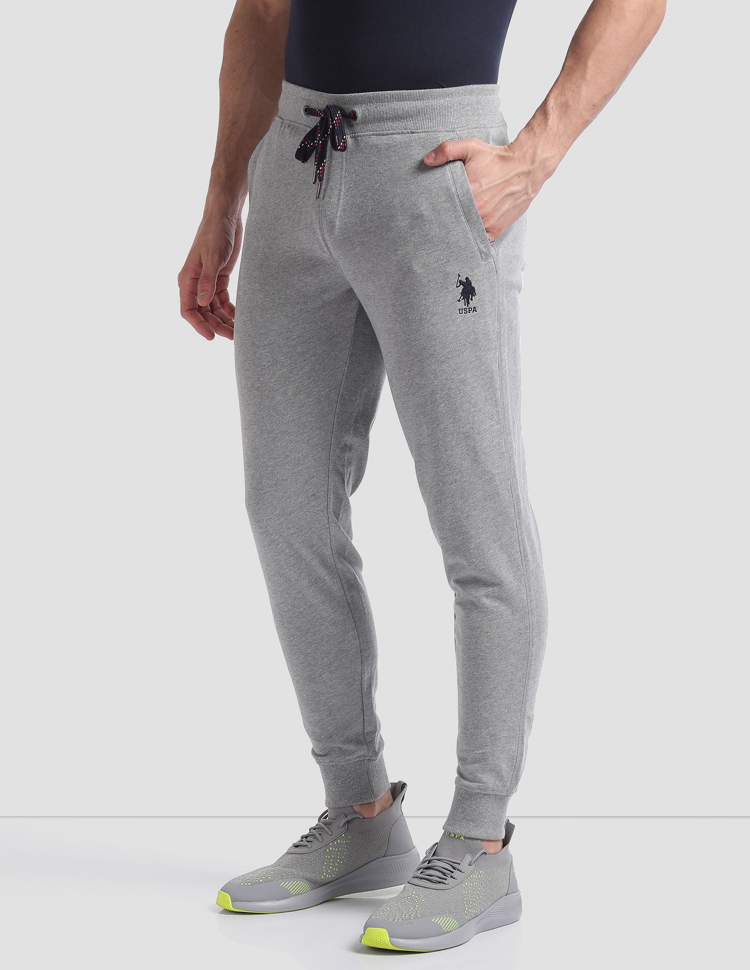 Mid Rise Drawstring Waist I604 Joggers - Pack Of 1 Grey - U.S. POLO ASSN. | Large