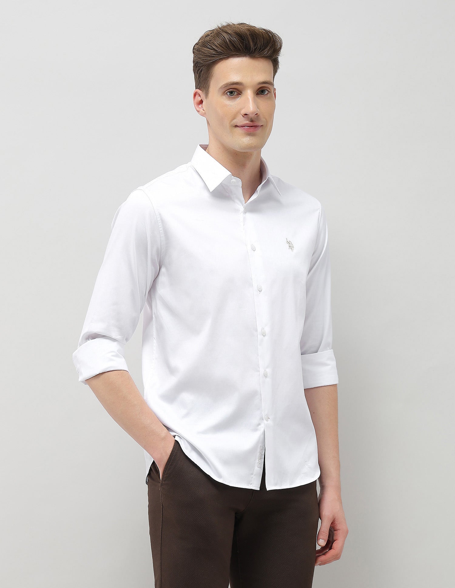 Solid Tailored Fit Shirt White - U.S. Polo Assn. India | Large