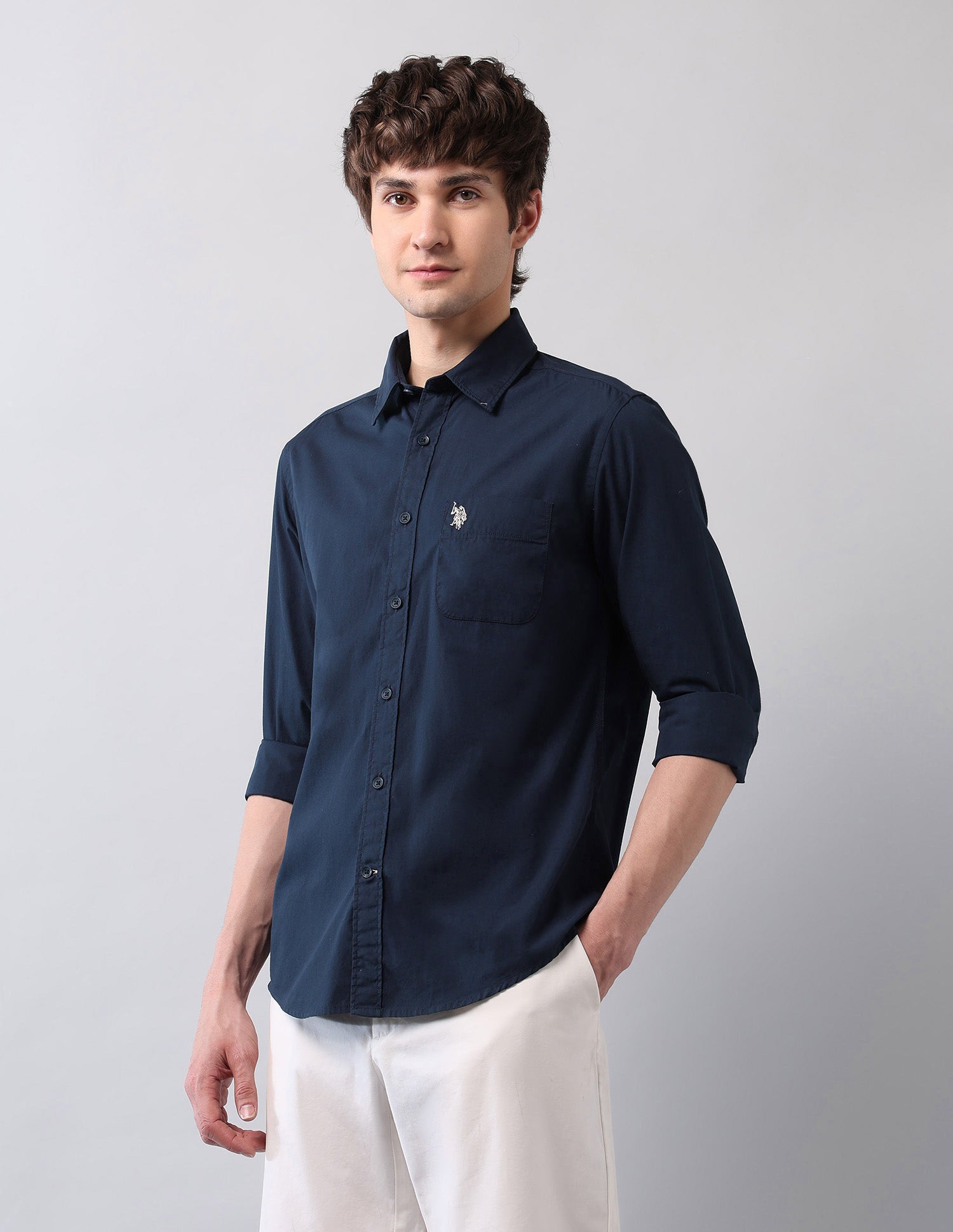 Pure Cotton Regular Fit Shirt Navy - U.S. Polo Assn. India | Large
