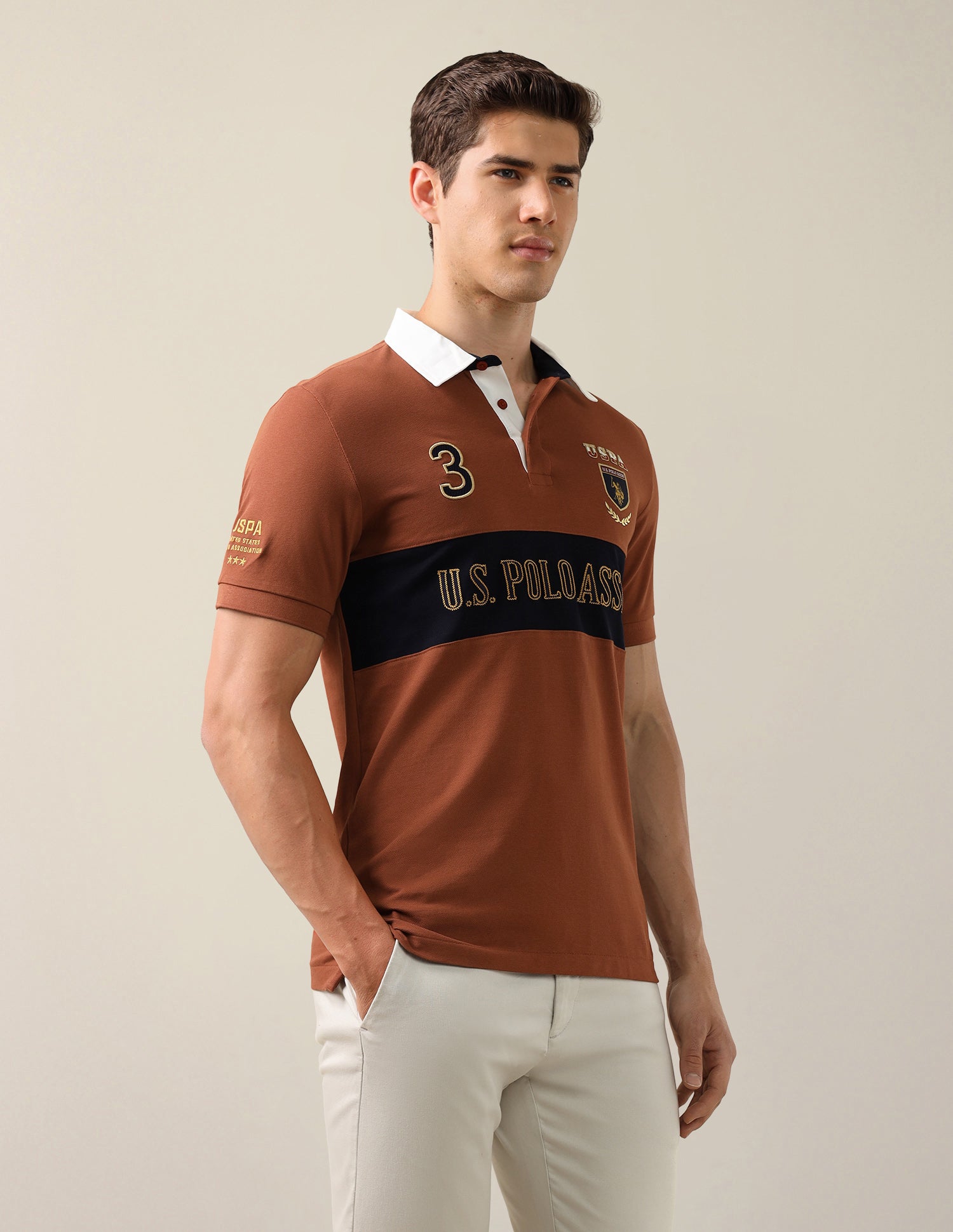Brand Embroidered Slim Fit Polo Shirt Rust - U.S. Polo Assn. India | Large