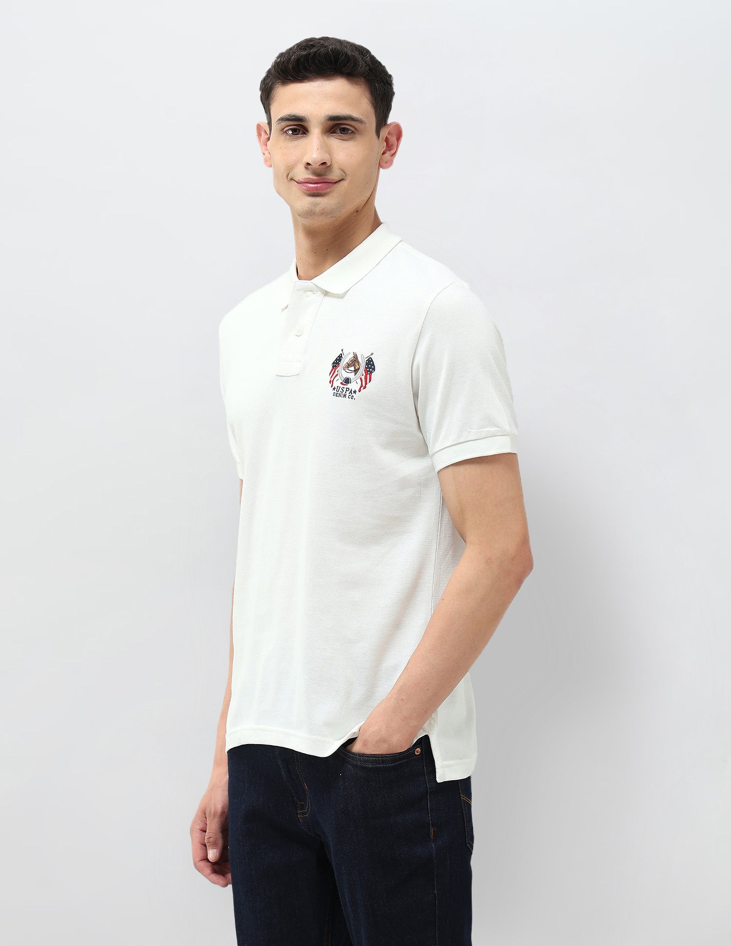 Solid Muscle Fit Polo Shirt Ivory - U.S. POLO ASSN. | Large