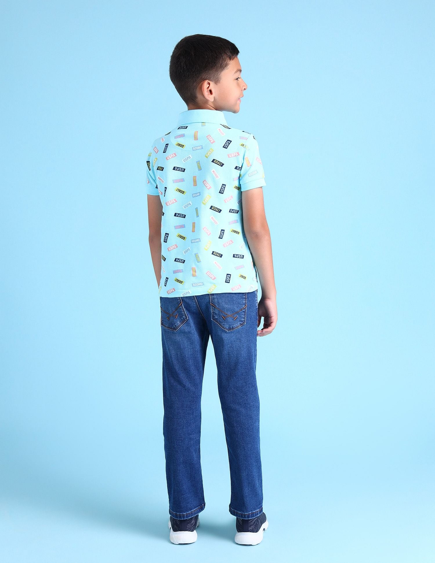 Boys Typography Polo Shirt Light Blue - U.S. POLO ASSN. | Large