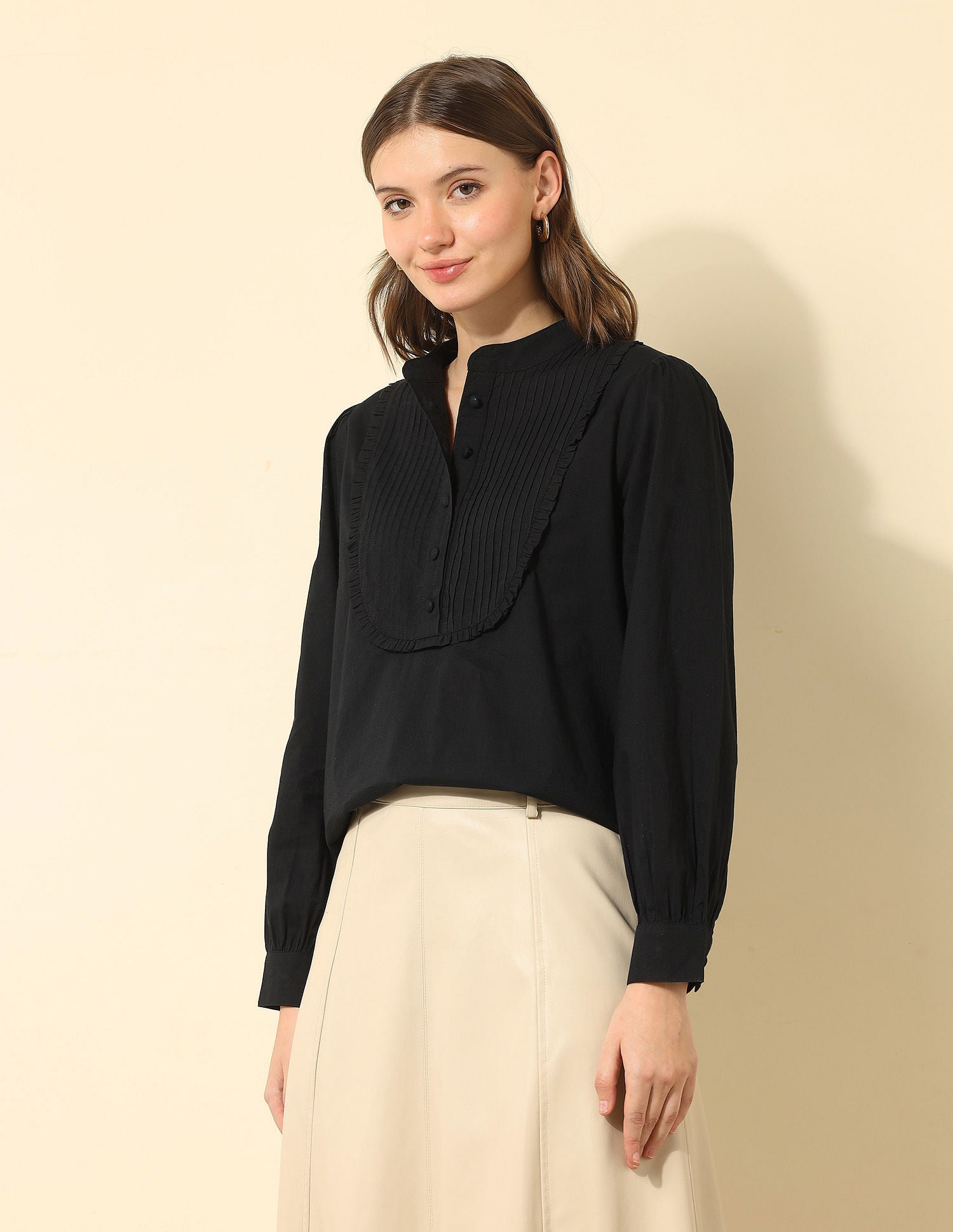 Pintuck Yoke Top Black - U.S. Polo Assn. India | Large