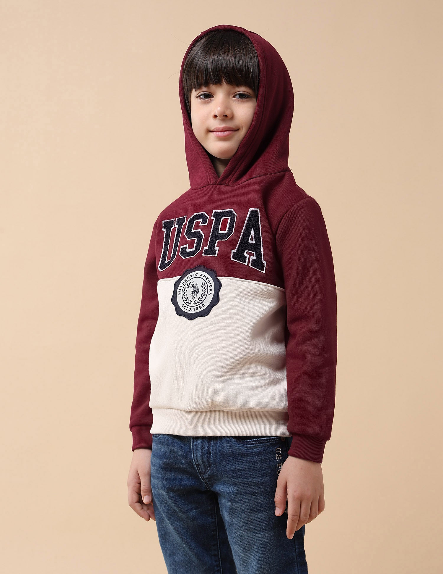 Boys Brand Appliqued Regular Fit Sweatshirt Maroon - U.S. POLO ASSN. | Large