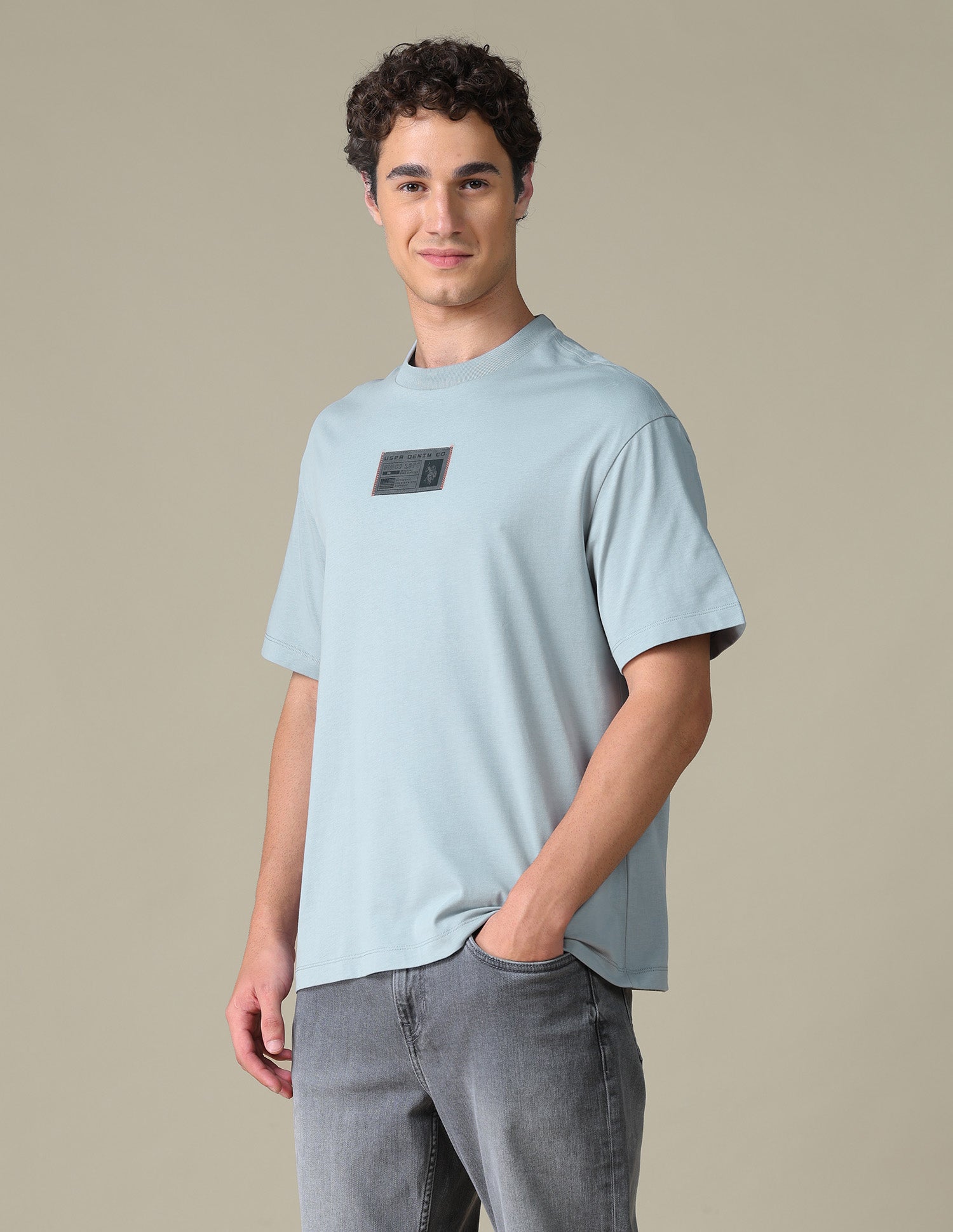 Solid Relaxed Fit T-Shirt Grey - U.S. Polo Assn. India | Large