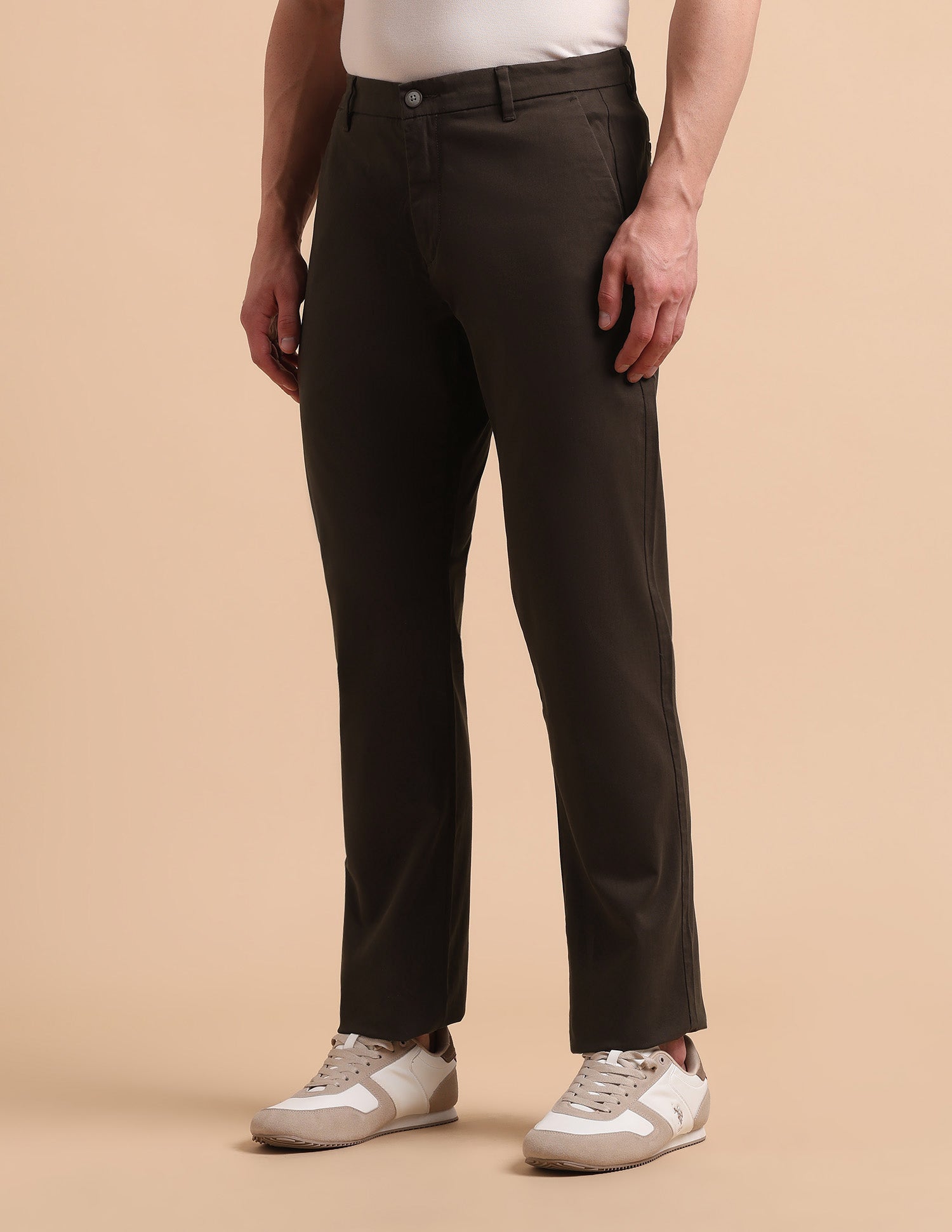 Satin Slim Fit Trousers Brown - U.S. POLO ASSN. | Large