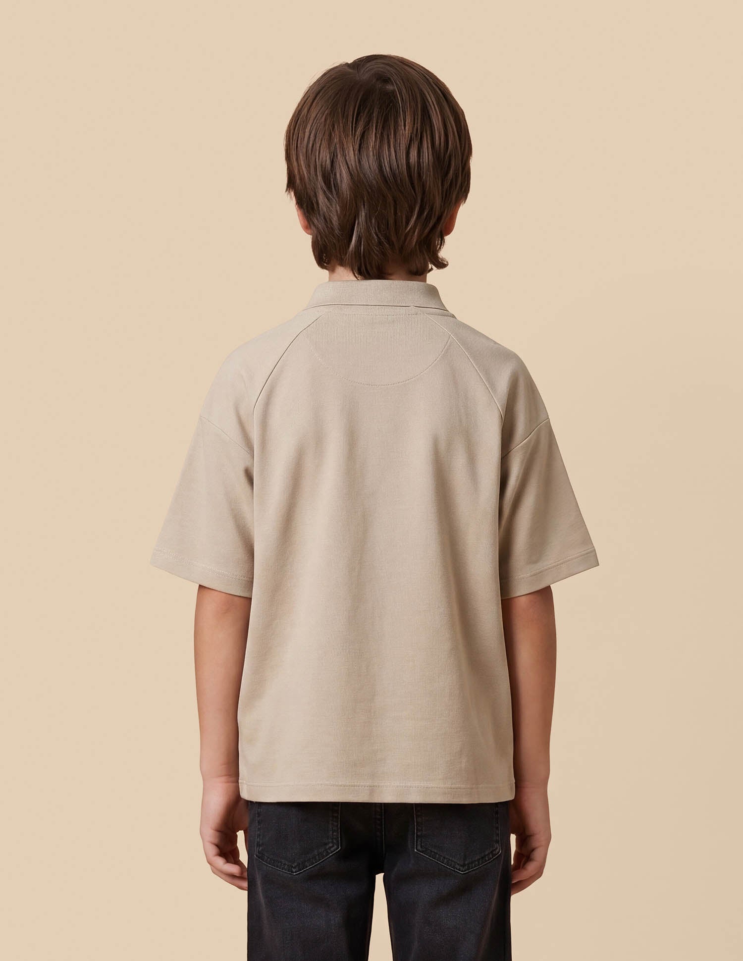 Solid Oversized Fit Polo Shirt Beige - U.S. Polo Assn. India | Large