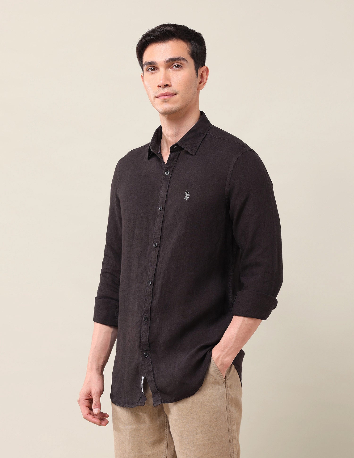 Solid Regular Shirt Choco - U.S. Polo Assn. India | Large