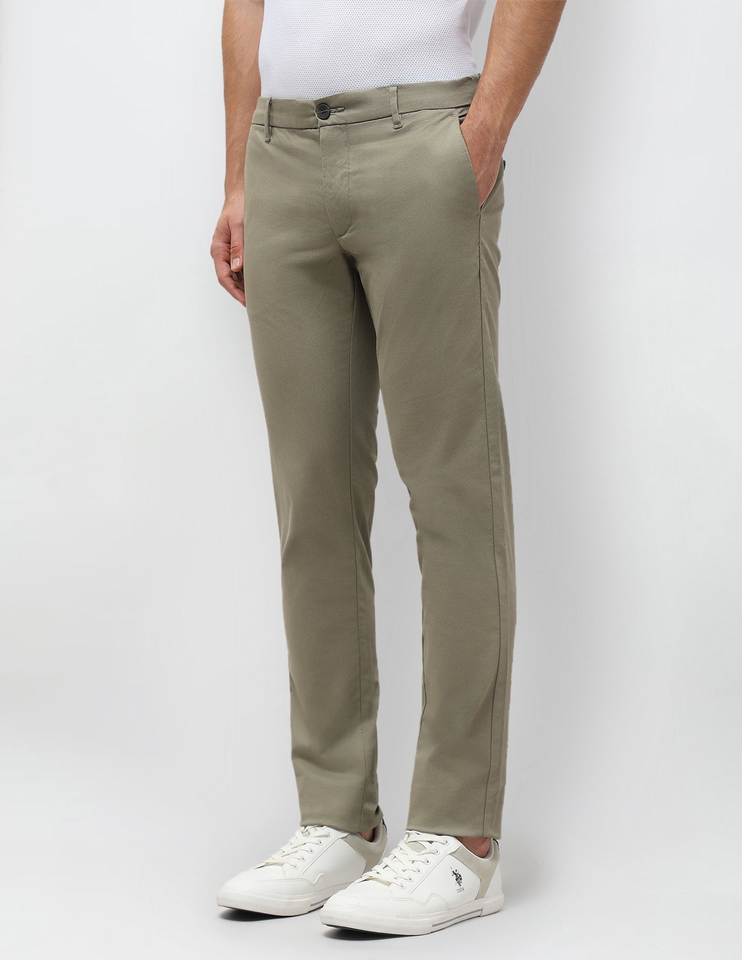 Denver Slim Fit Satin Trousers Sage - U.S. POLO ASSN. | Large