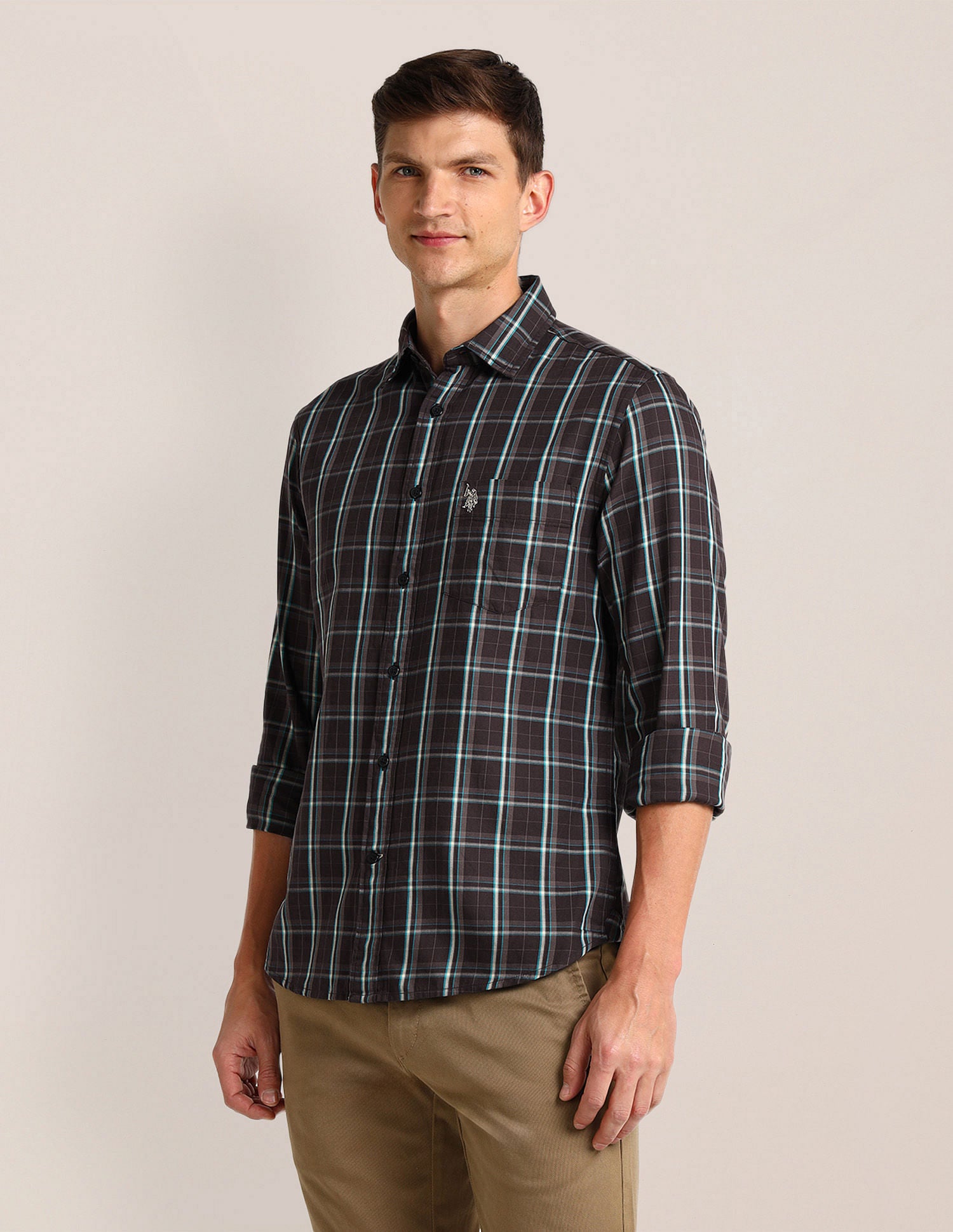 Tartan Checked Regular Fit Shirt Maroon - U.S. Polo Assn. India | Large
