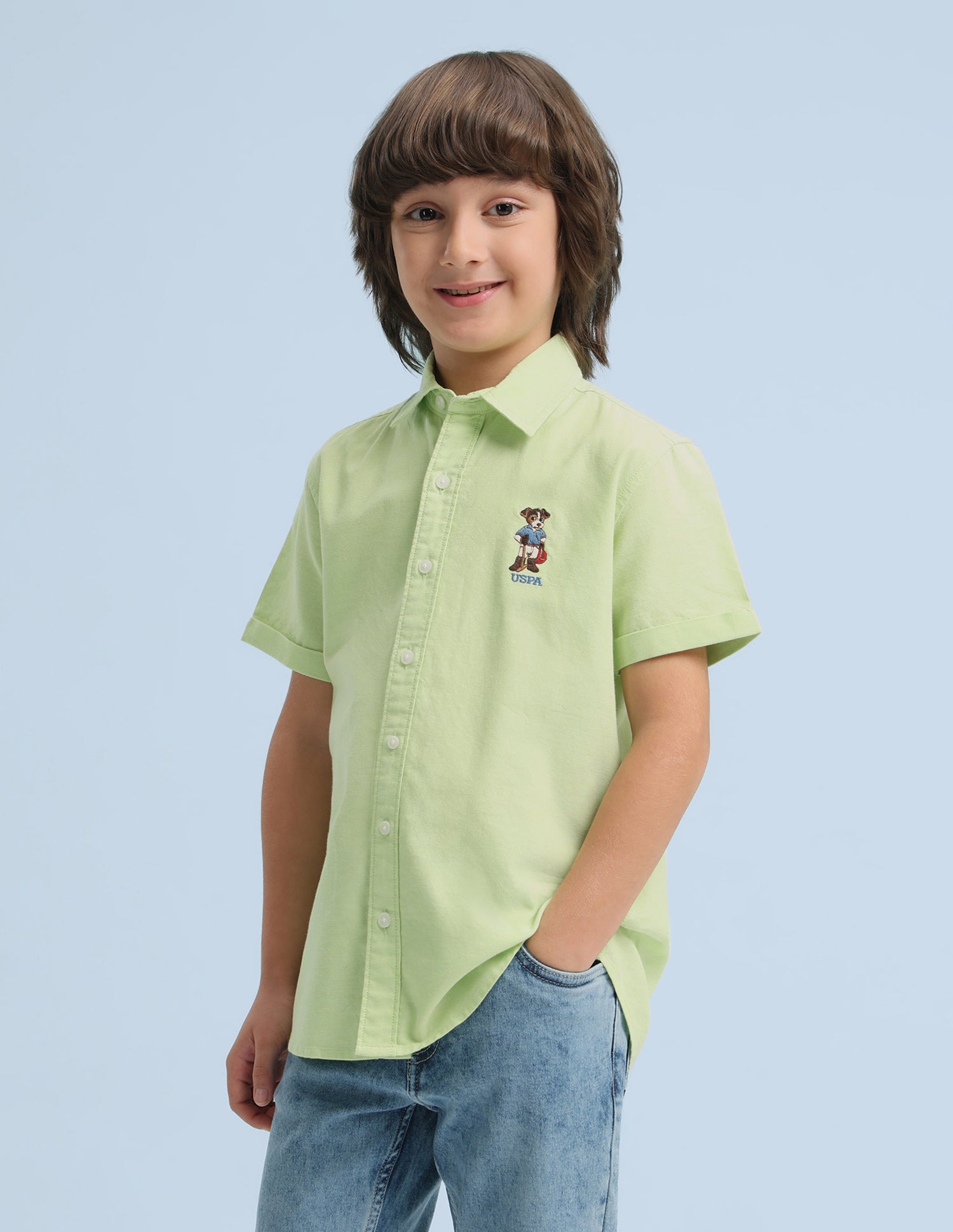 Solid Oxford Shirt Light Green - U.S. Polo Assn. India | Large