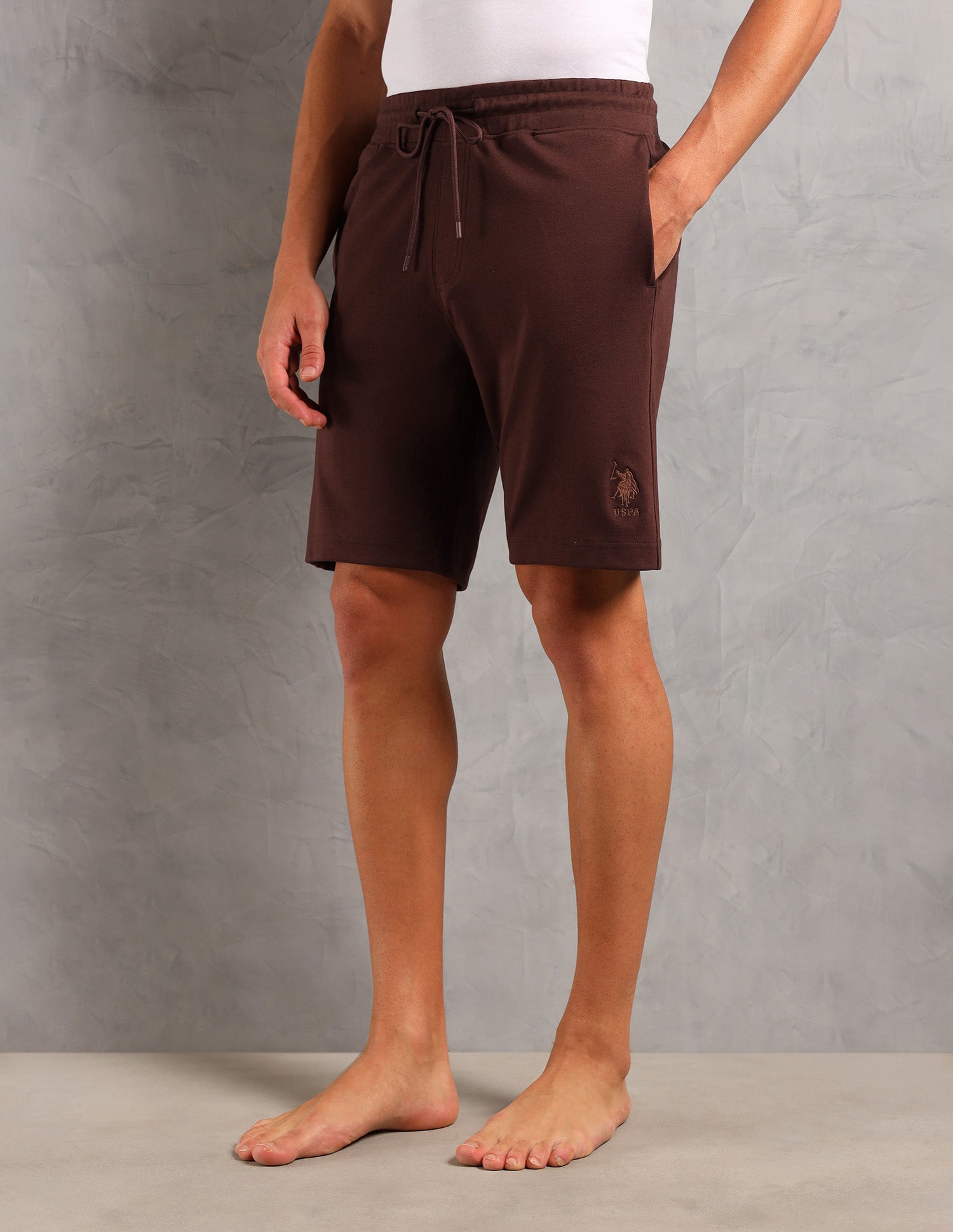 Breathable Cotton Solid OES08 Shorts - Pack Of 1 Chocolate Fondant - U.S. POLO ASSN. | Large