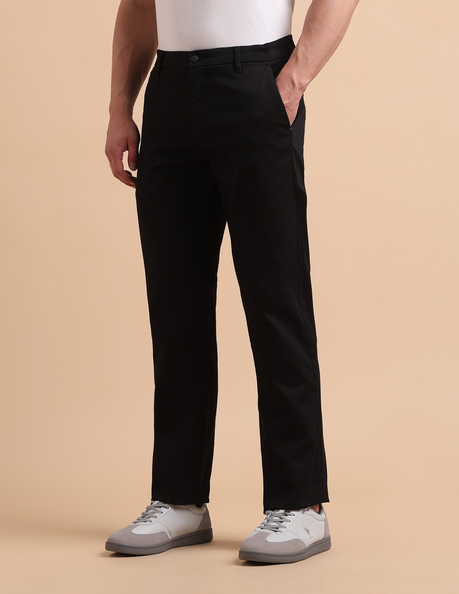 Satin Slim Fit Trousers Black - U.S. POLO ASSN. | Large
