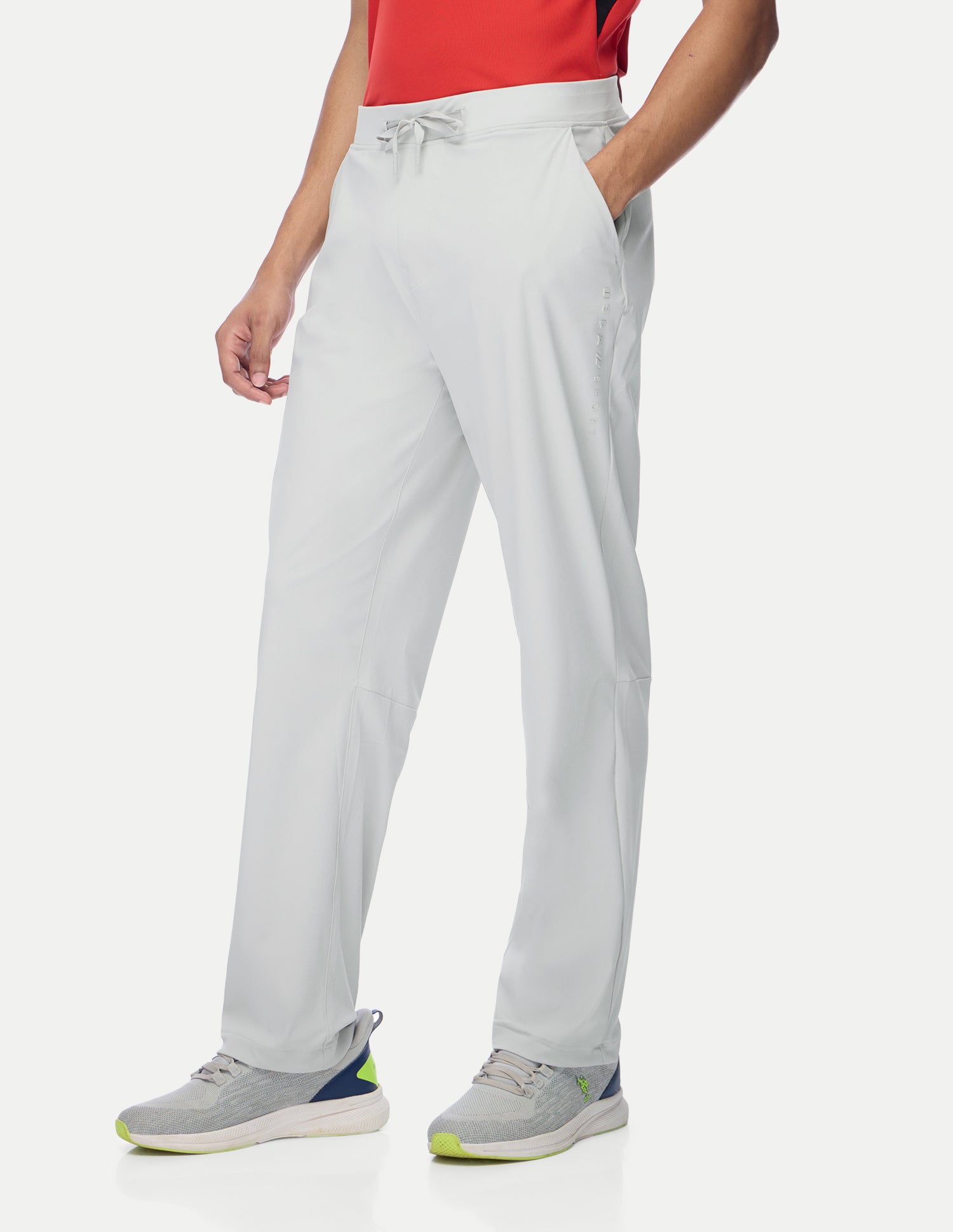 Mid Rise Regular Fit Active Track Pants Light Grey - U.S. Polo Assn. India | Large