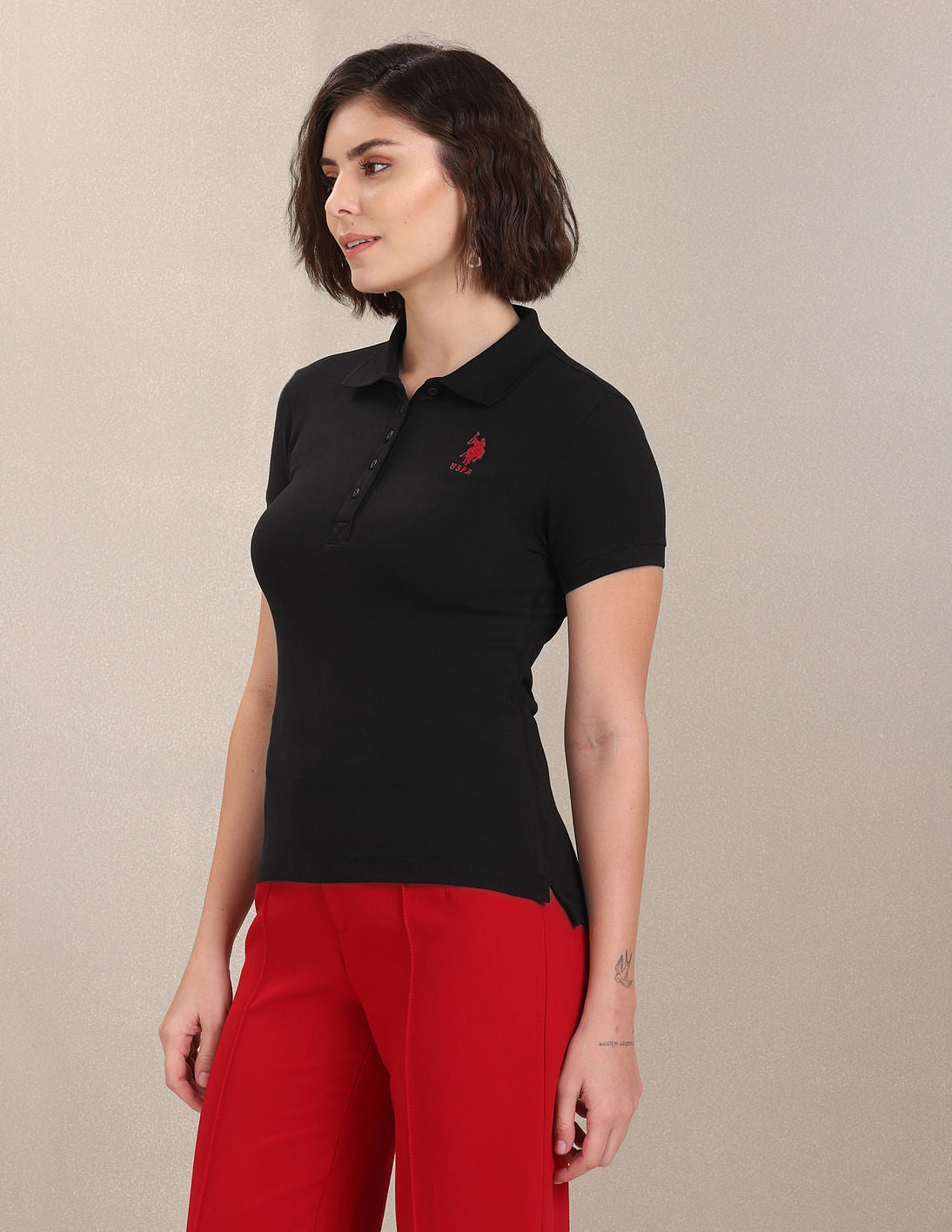 Solid Pique Polo Shirt Black - U.S. POLO ASSN. | Large