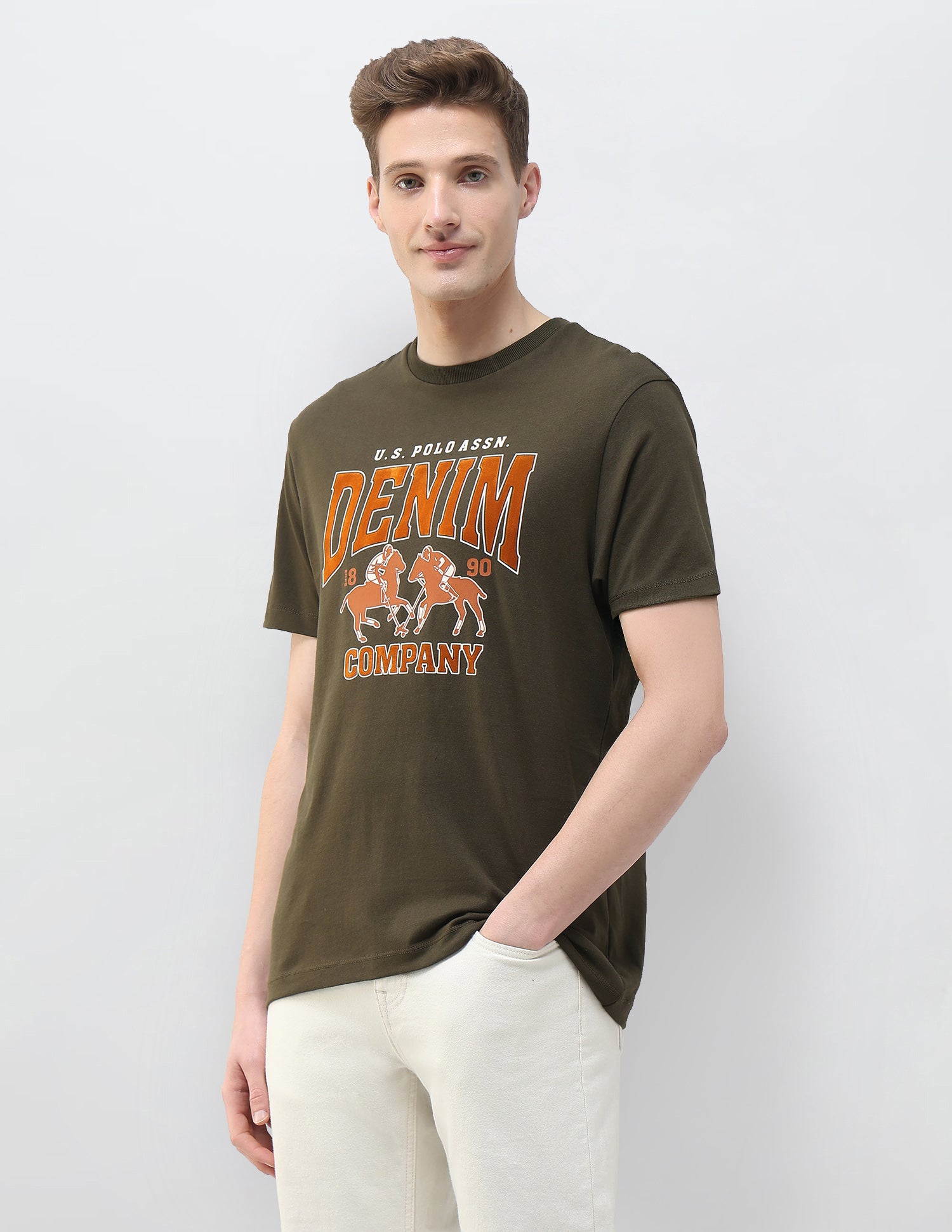 Graphic Brand Printed Summer House T-Shirt Dark Green - U.S. Polo Assn. India | Large