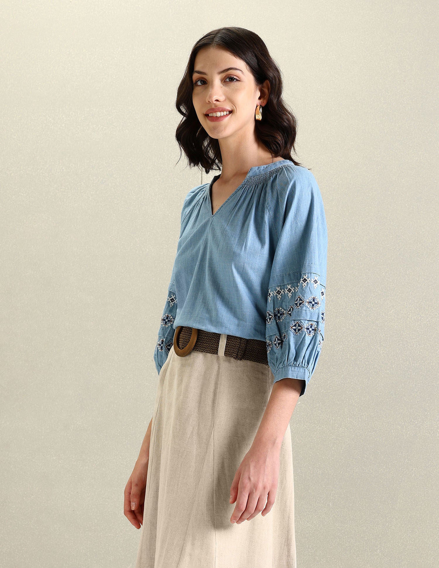 Denim Embroidery Top Blue - U.S. Polo Assn. India | Large