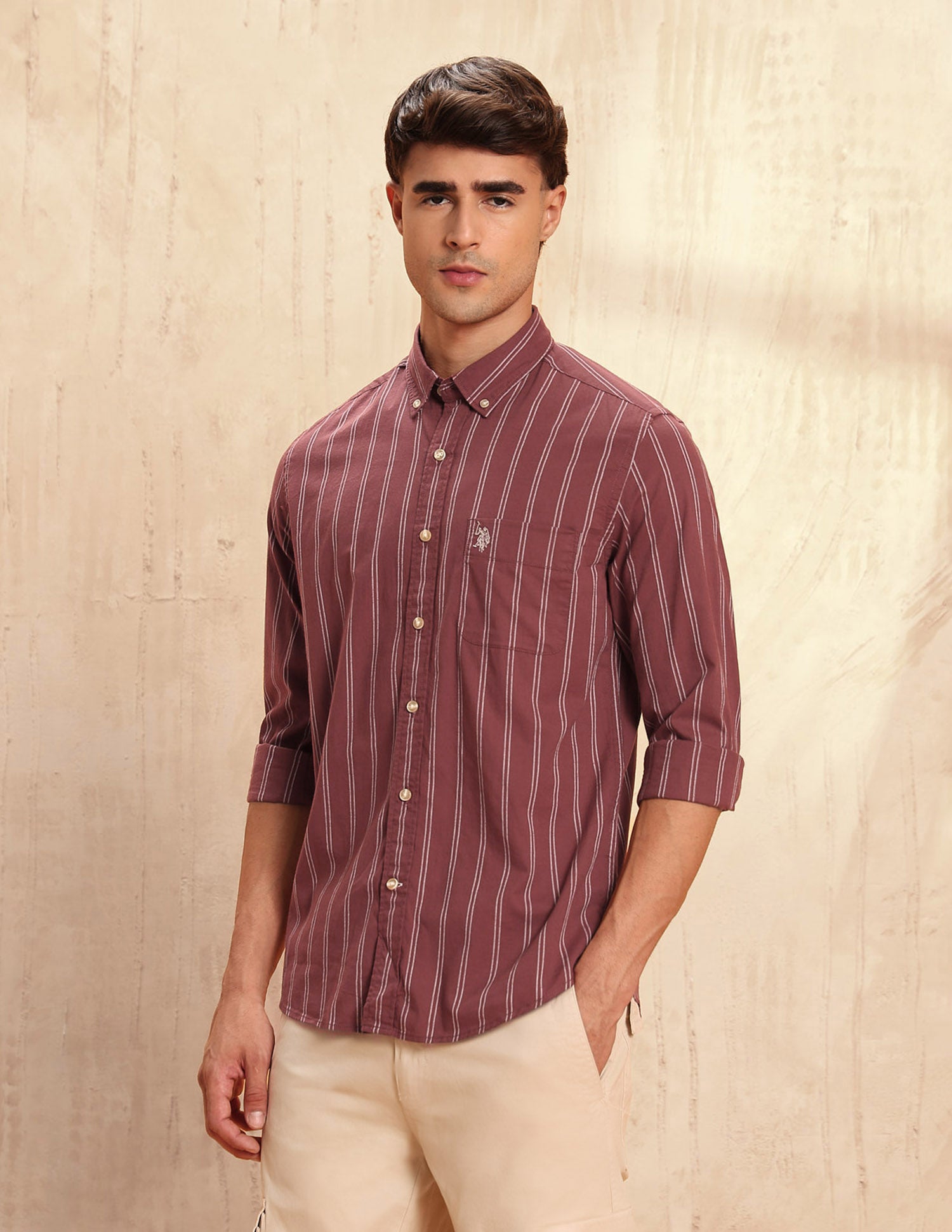 Vertical Striped Legend Of Horseshoe Shirt Rust - U.S. POLO ASSN. | Large