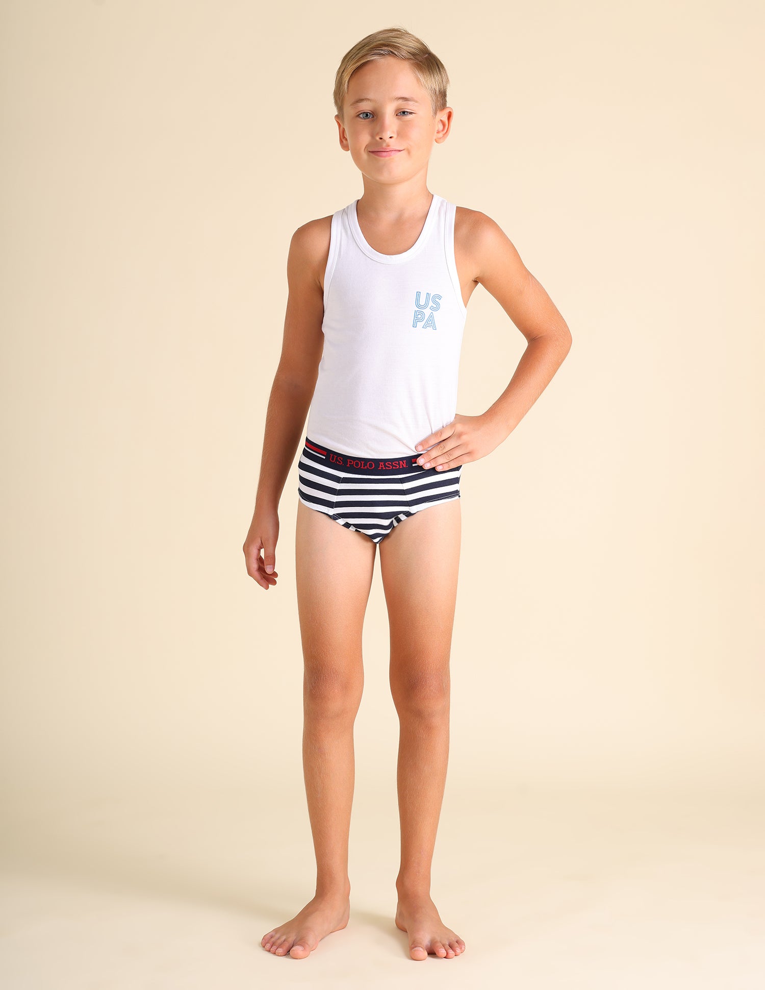 Mid Rise Cotton Spandex EKB03 Briefs - Pack Of 3 Black, White and Navy - U.S. POLO ASSN. | Large