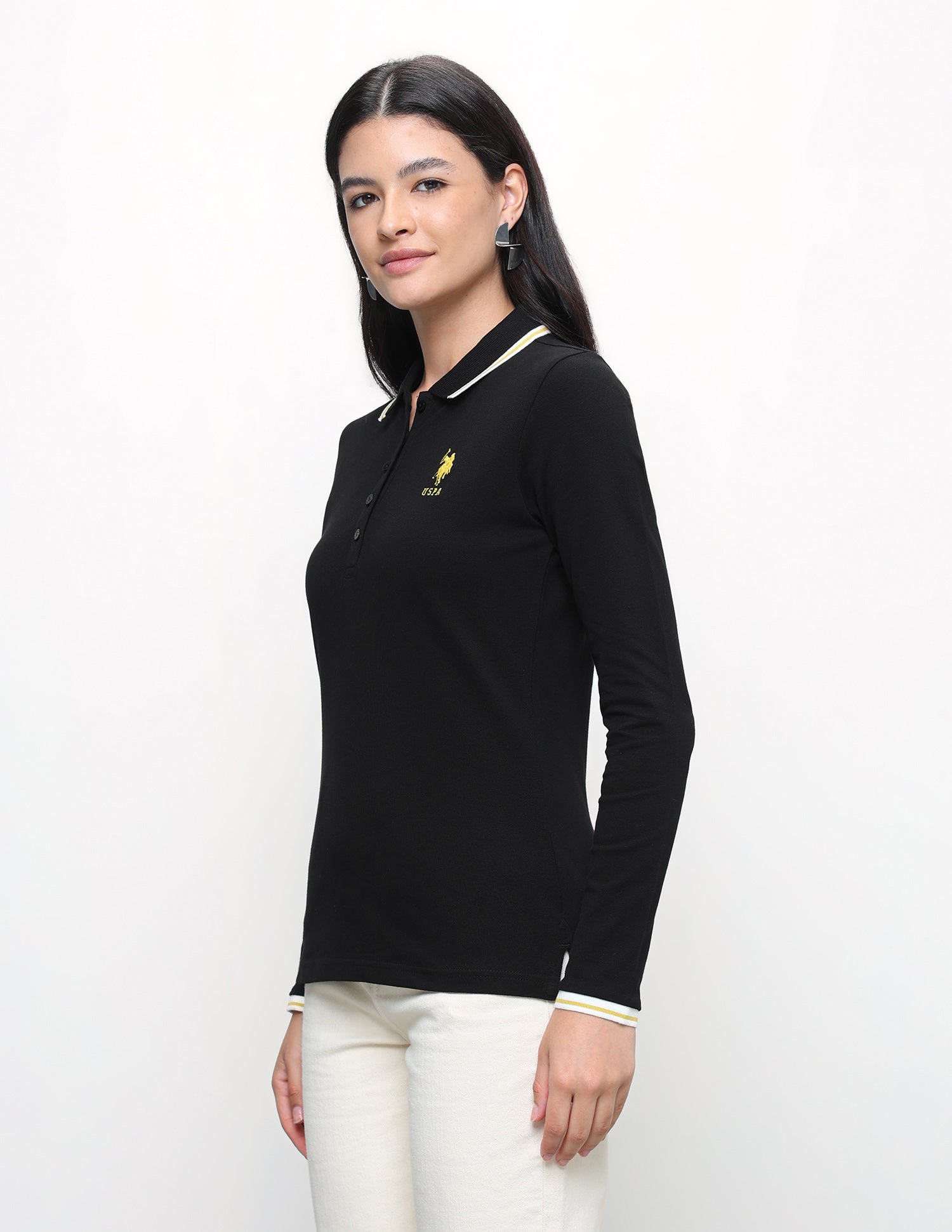 Solid Regular Fit Polo Shirt Black - U.S. Polo Assn. India | Large