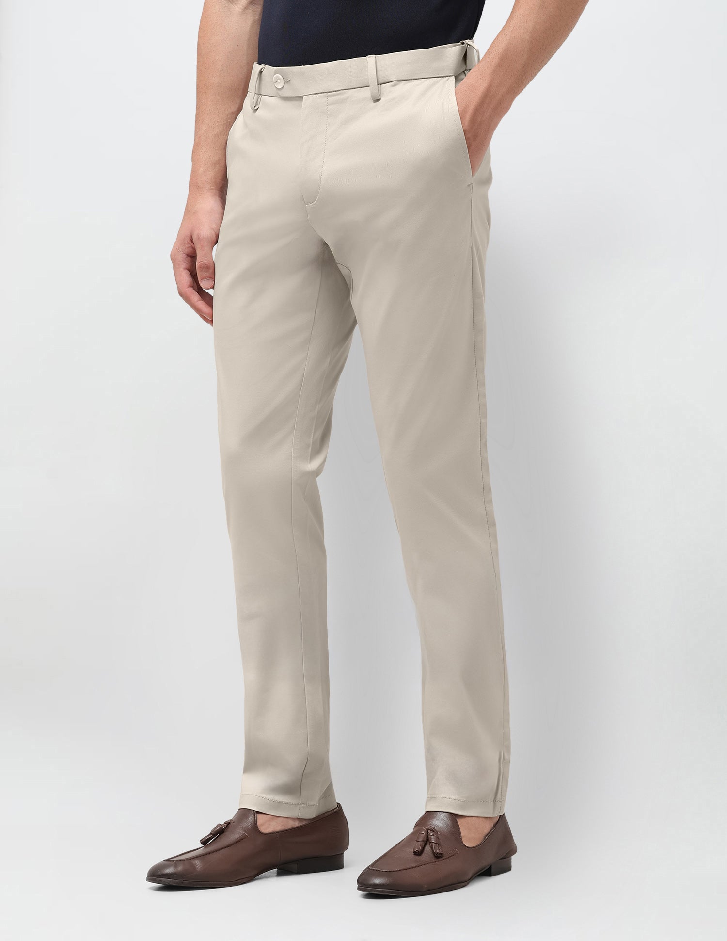 Denver Slim Fit Twill Trousers Beige - U.S. Polo Assn. India | Large