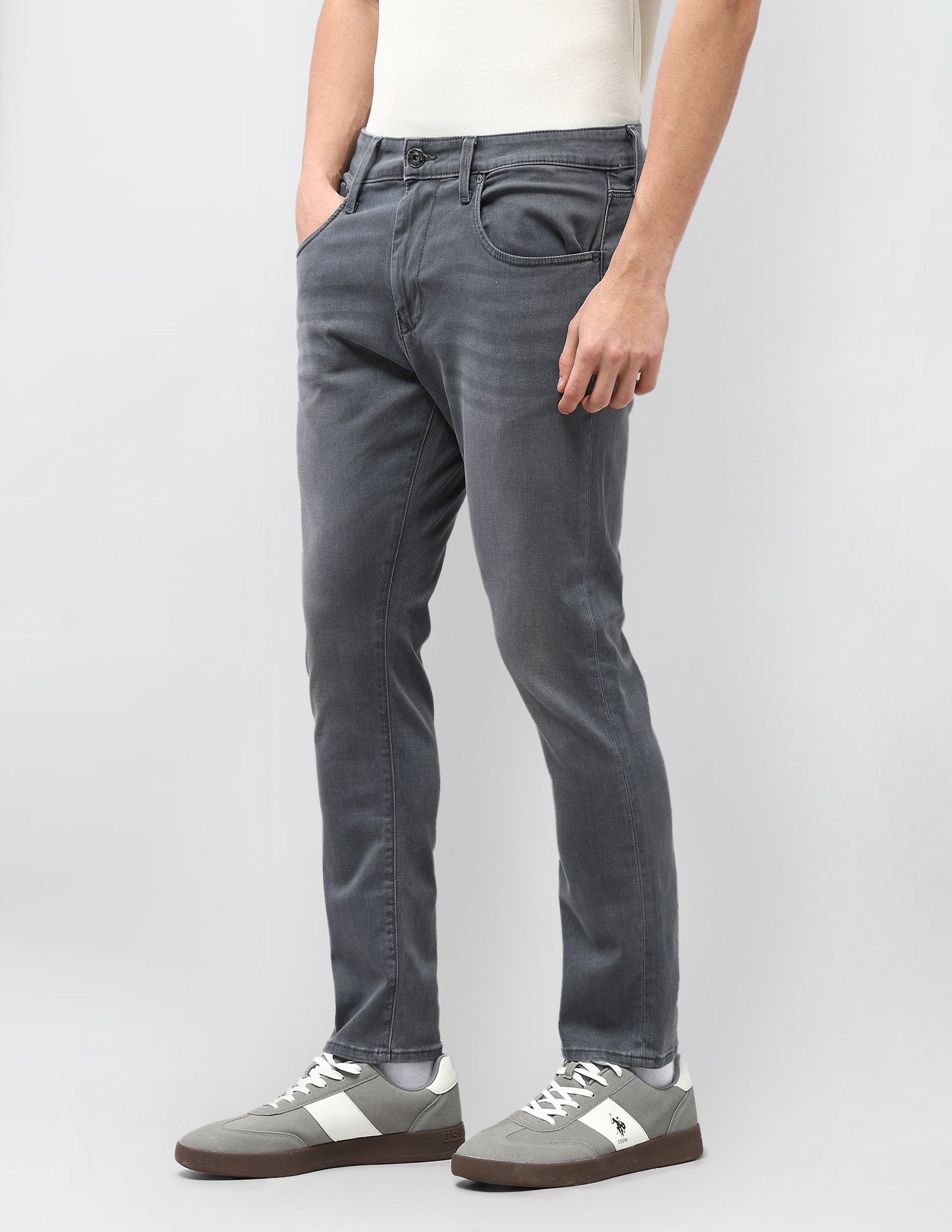 Henry Tapered Fit Whiskered  Jeans Grey - U.S. Polo Assn. India | Large