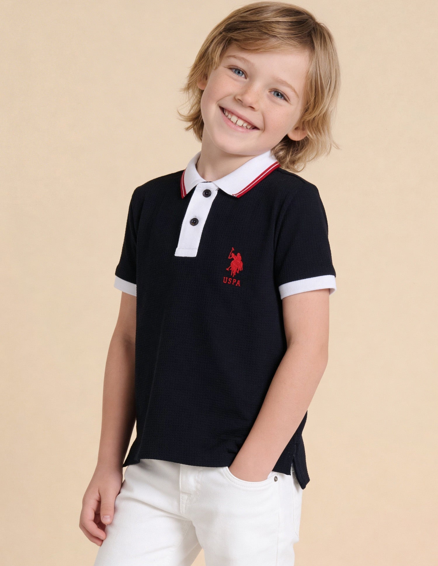 Textured Regular Fit Polo Shirt Navy - U.S. Polo Assn. India | Large