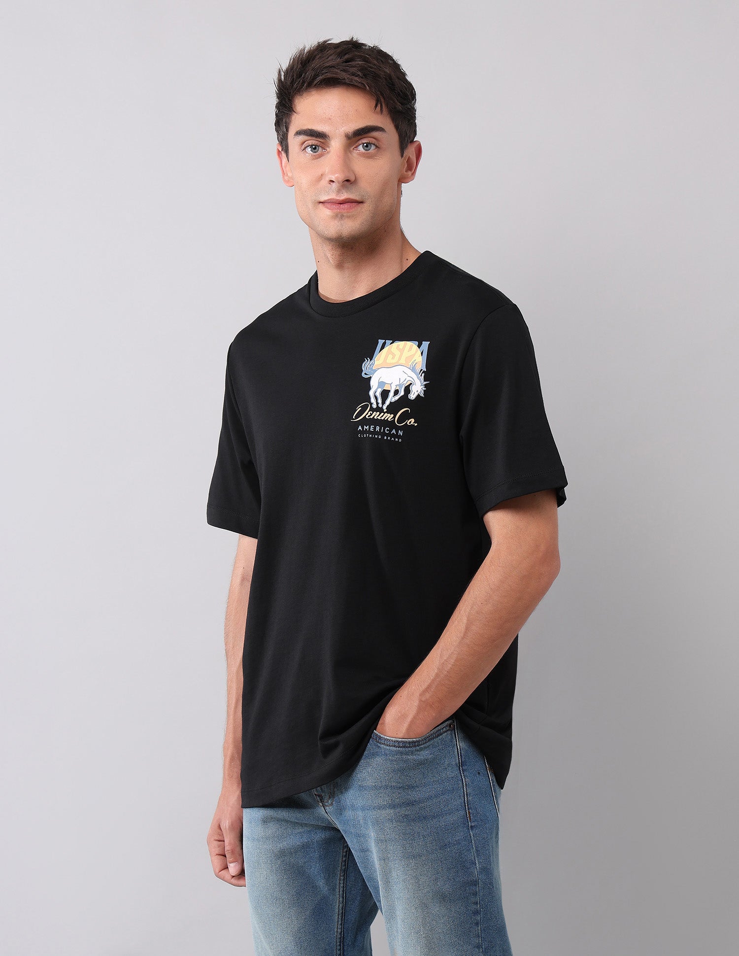 Brand Printed Muscle Fit T-Shirt Black - U.S. POLO ASSN. | Large