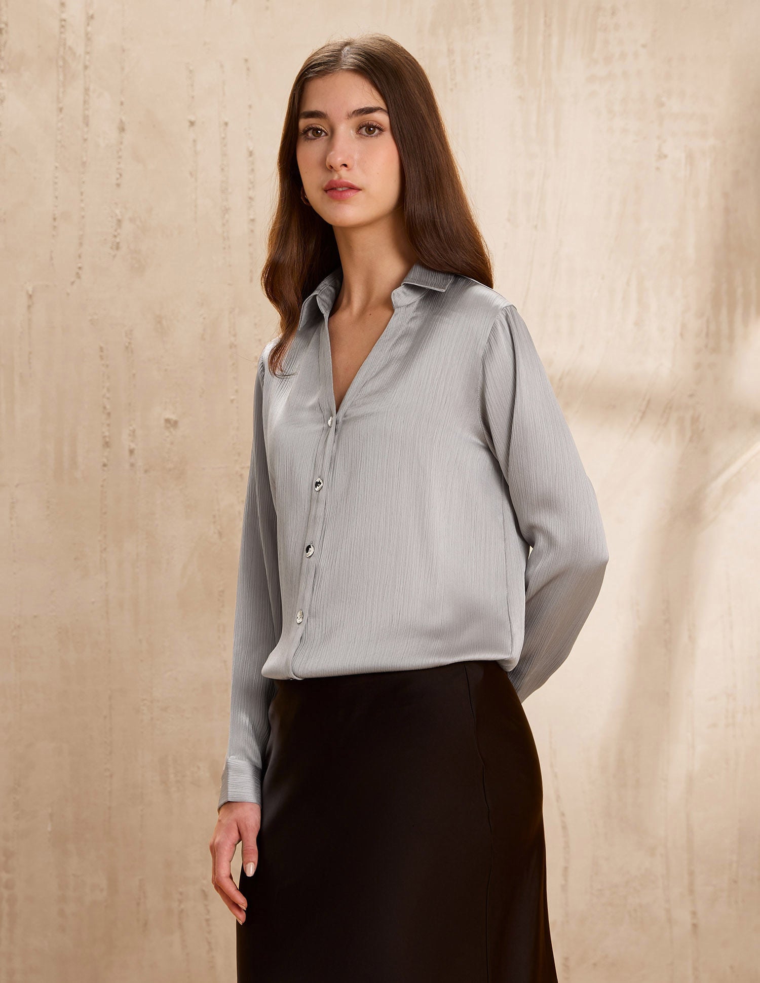 Crinkled Regular Fit Shirt Grey - U.S. POLO ASSN. | Large