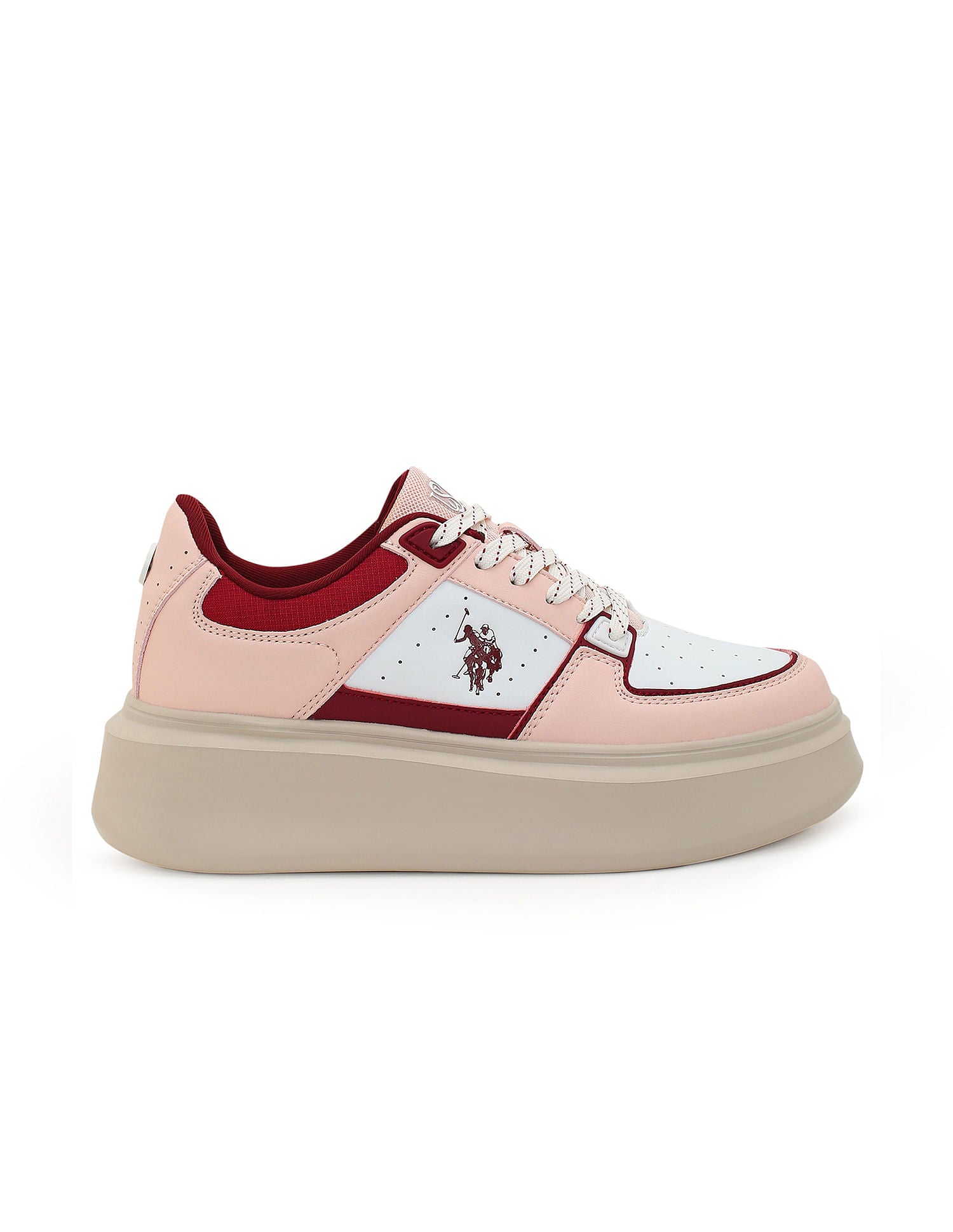 Women Round Toe Colour Block Kai Sneakers Pink - U.S. Polo Assn. India | Large