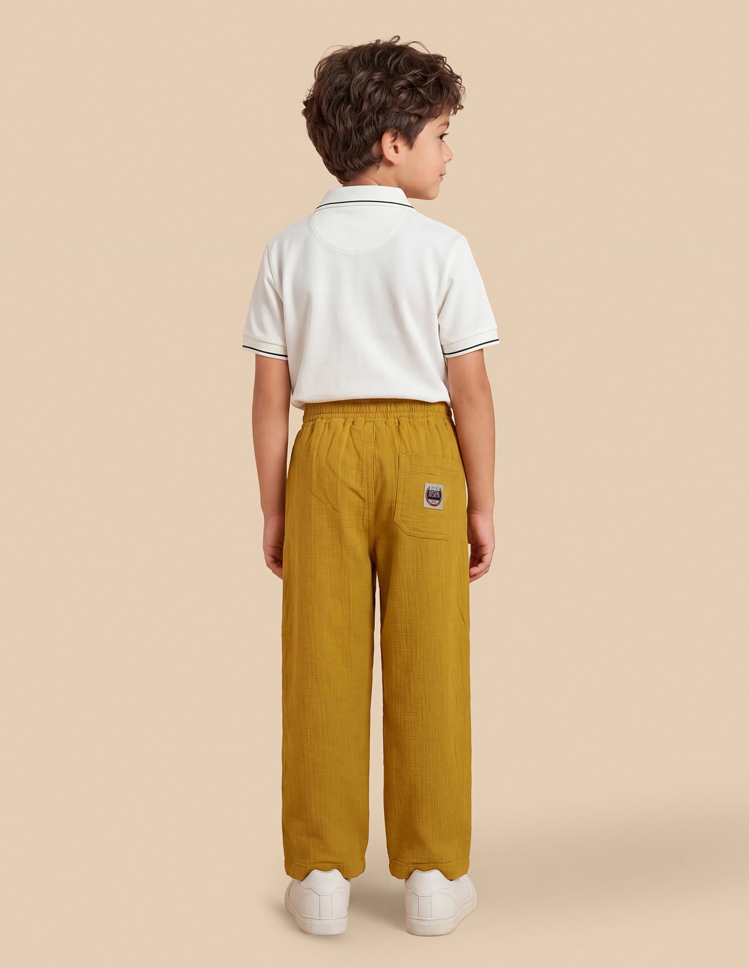 Solid Relaxed Fit Trousers Mustard - U.S. Polo Assn. India | Large