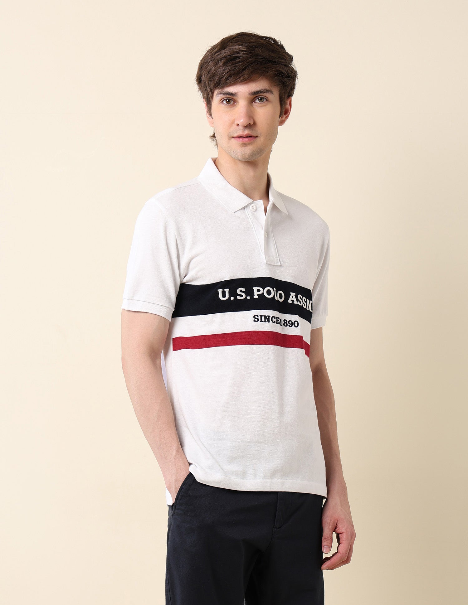 Brand Embroidered Classic Polo Shirt White - U.S. Polo Assn. India | Large