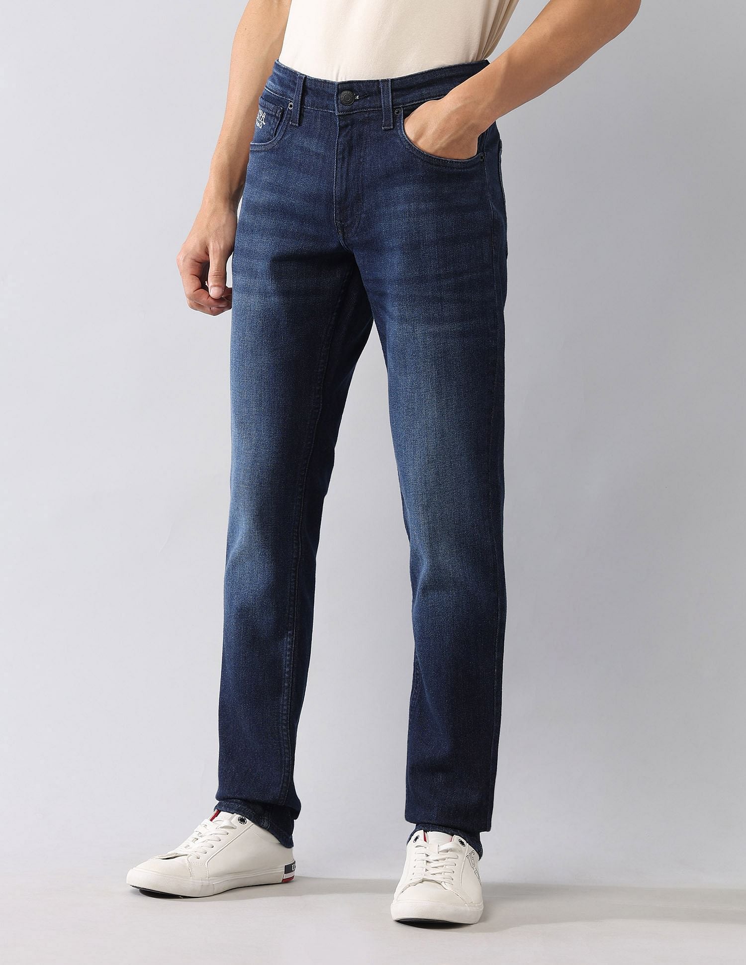 Brandon Slim Tapered Fit Blue Jeans Blue - U.S. POLO ASSN. | Large