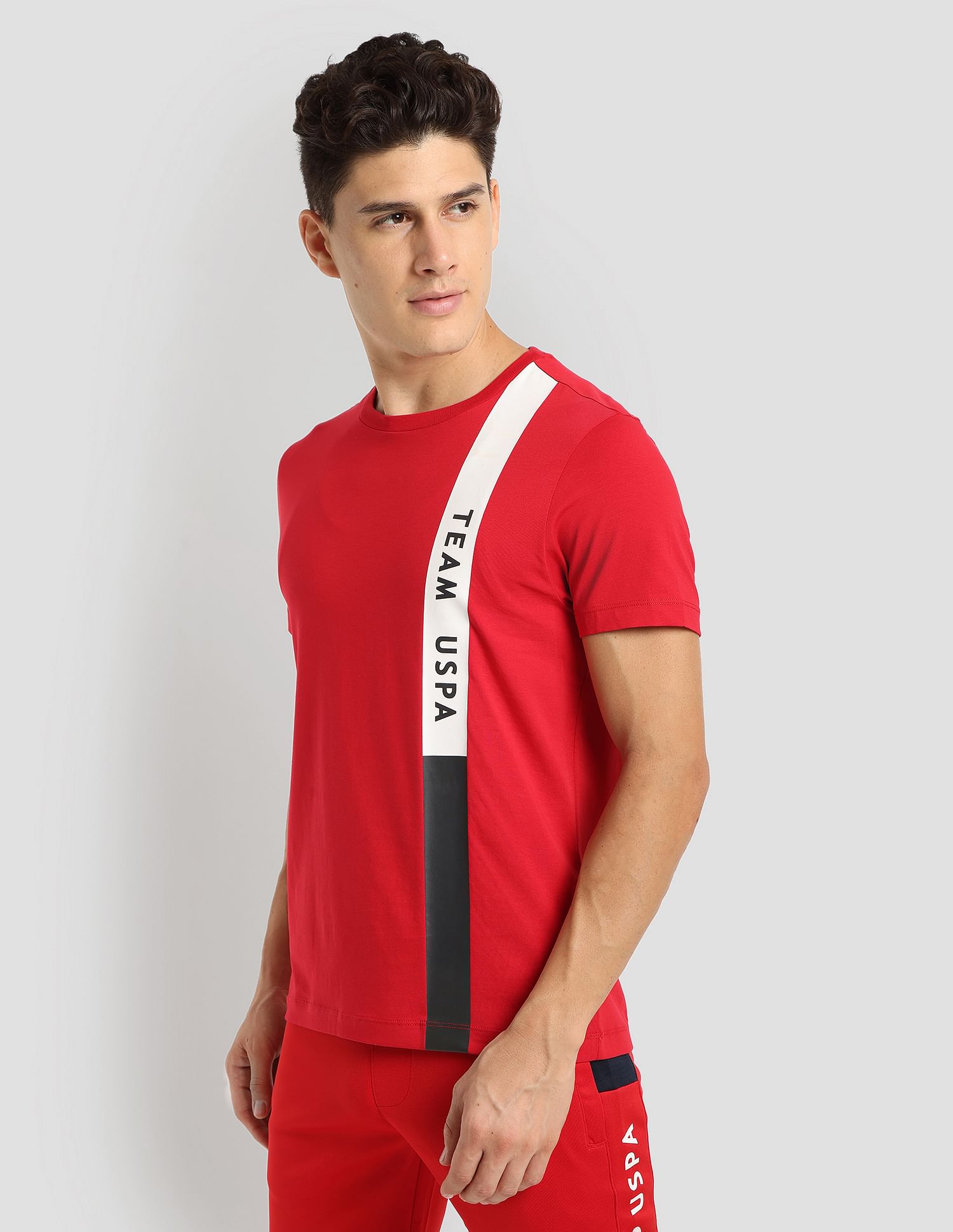 Brand Stripe Training T-Shirt Red - U.S. Polo Assn. India | Large
