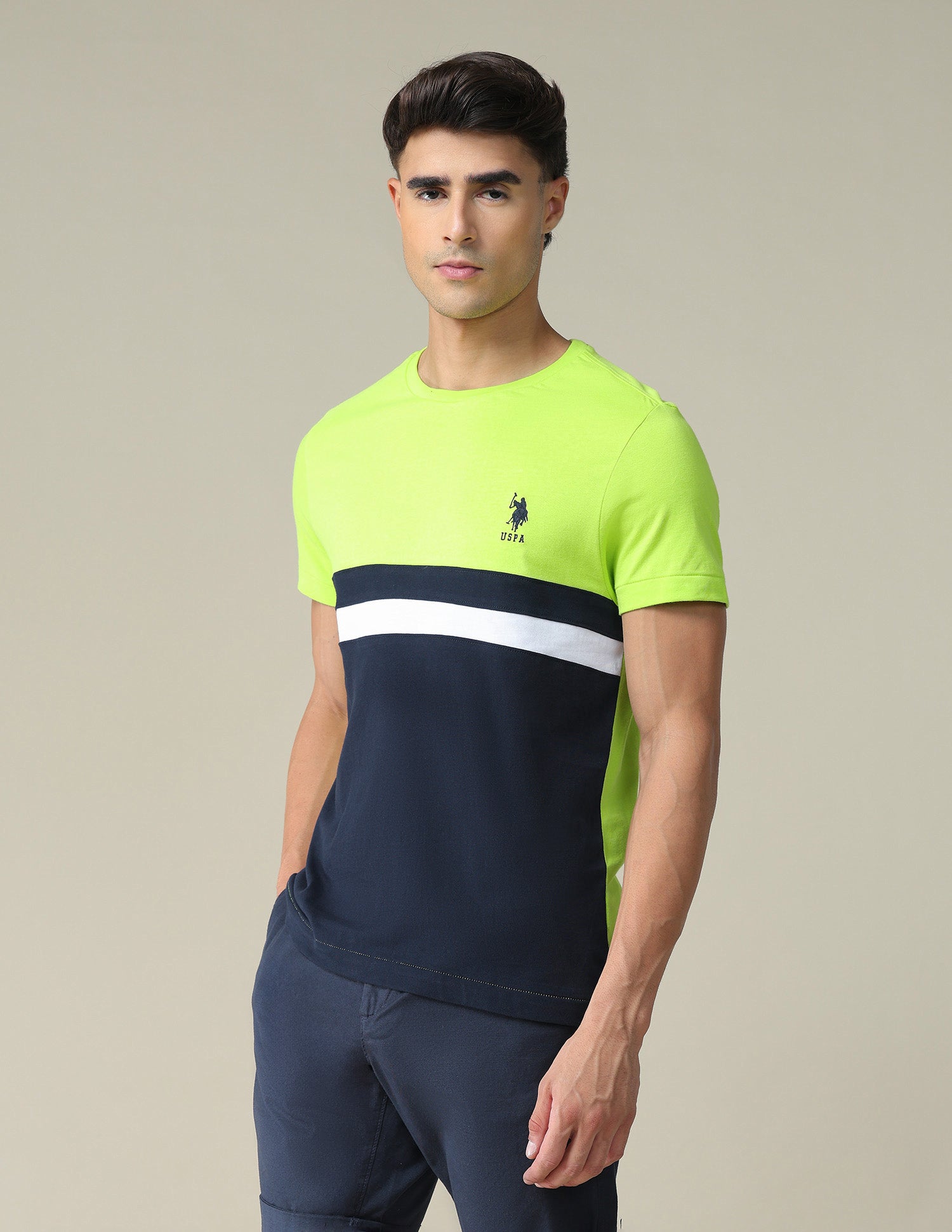 Colour Block Slim Fit T-Shirt Green - U.S. POLO ASSN. | Large