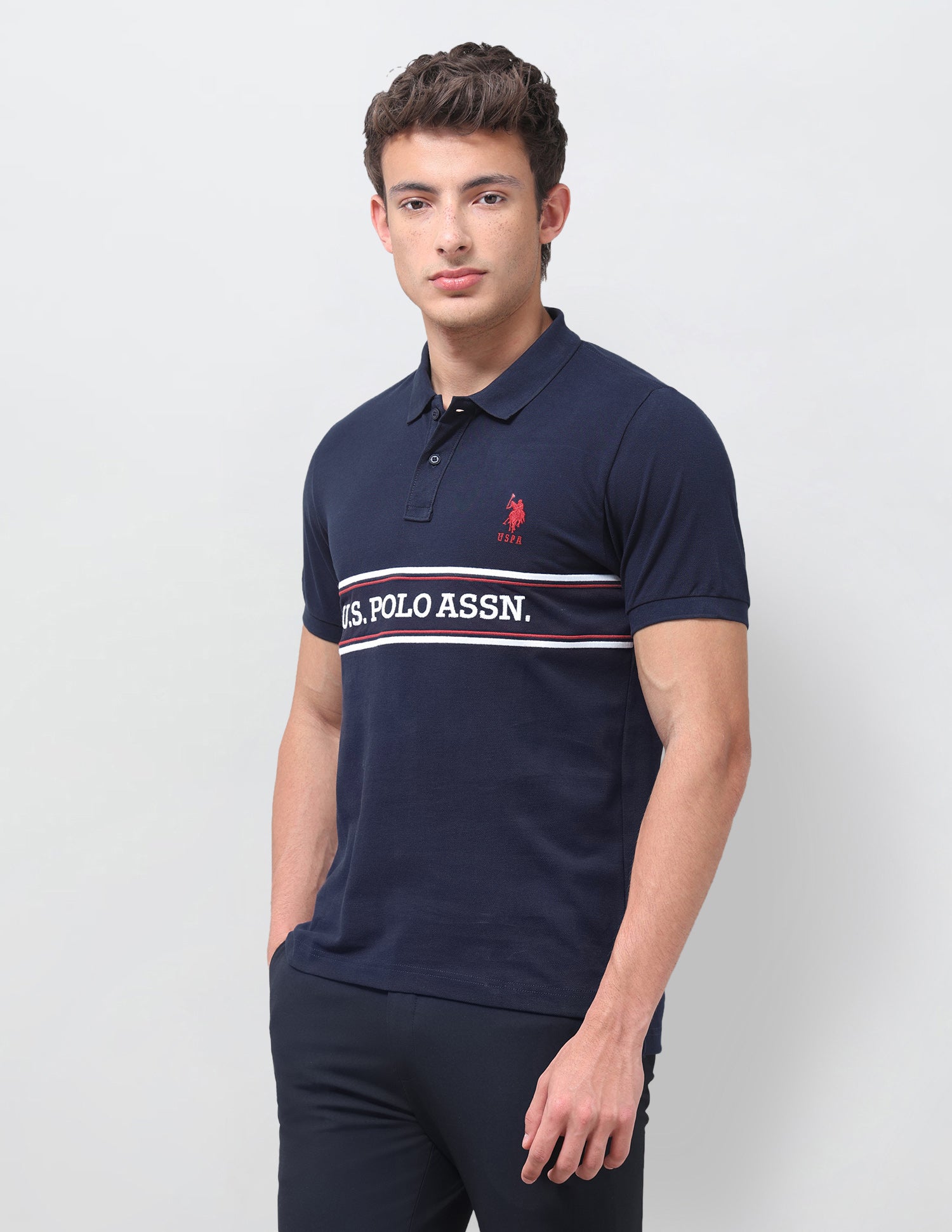 Brand Embroidered Regular Fit Polo Shirt Navy - U.S. Polo Assn. India | Large